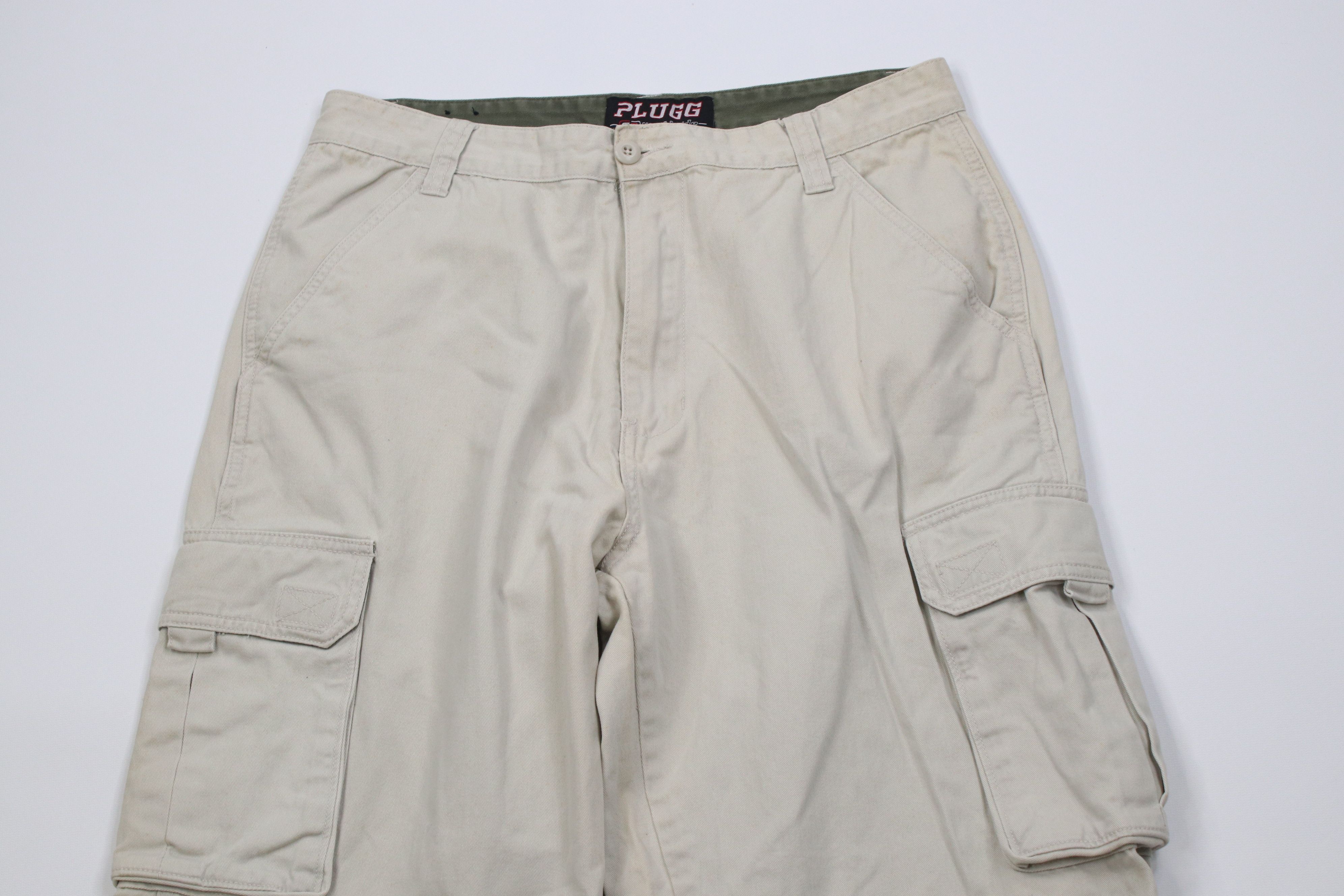 Vintage Vintage 90s Y2K Streetwear Wide Leg Cargo Pants Stone Cotton Size US 32 / EU 48 - 2 Thumbnail
