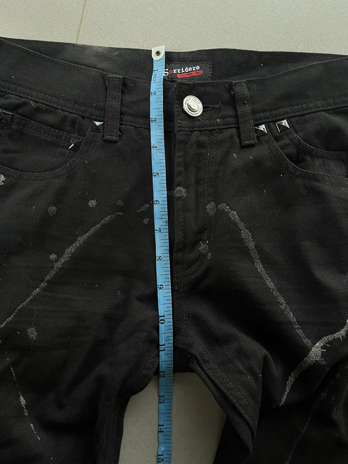Isamu Katayama Backlash JAPANESE SORRIDERE FLARE BOOT CUT DENIM BLACK PAINT STAIN Size US 30 / EU 46 - 13 Thumbnail