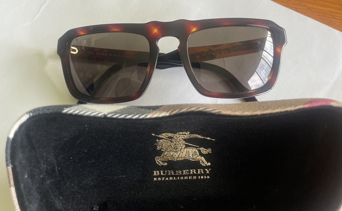 image of Burberry Made In Italy Flat Brim Tortoise Shell Sunglasses in Tortoise Brown, Men's