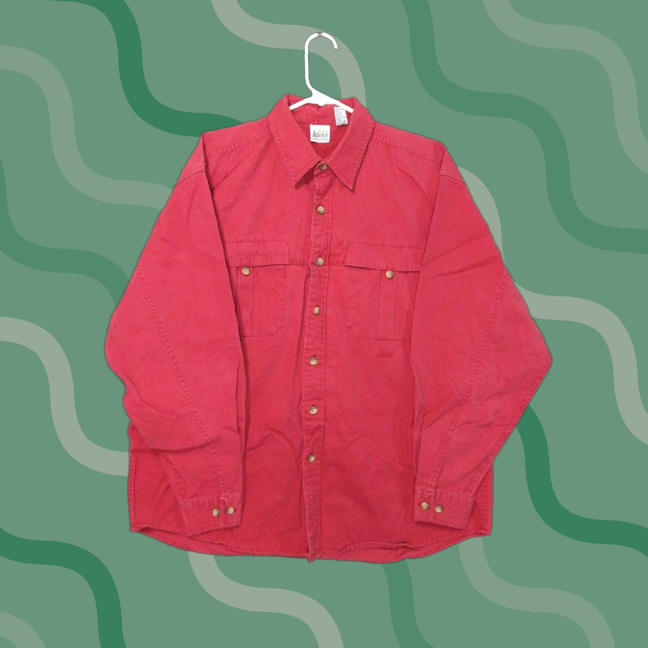 Vintage REI Shirt Mens L Red Canvas Button Up Long Sleeve Heavyweight Vintage Size US L / EU 52-54 / 3 - 1 Thumbnail