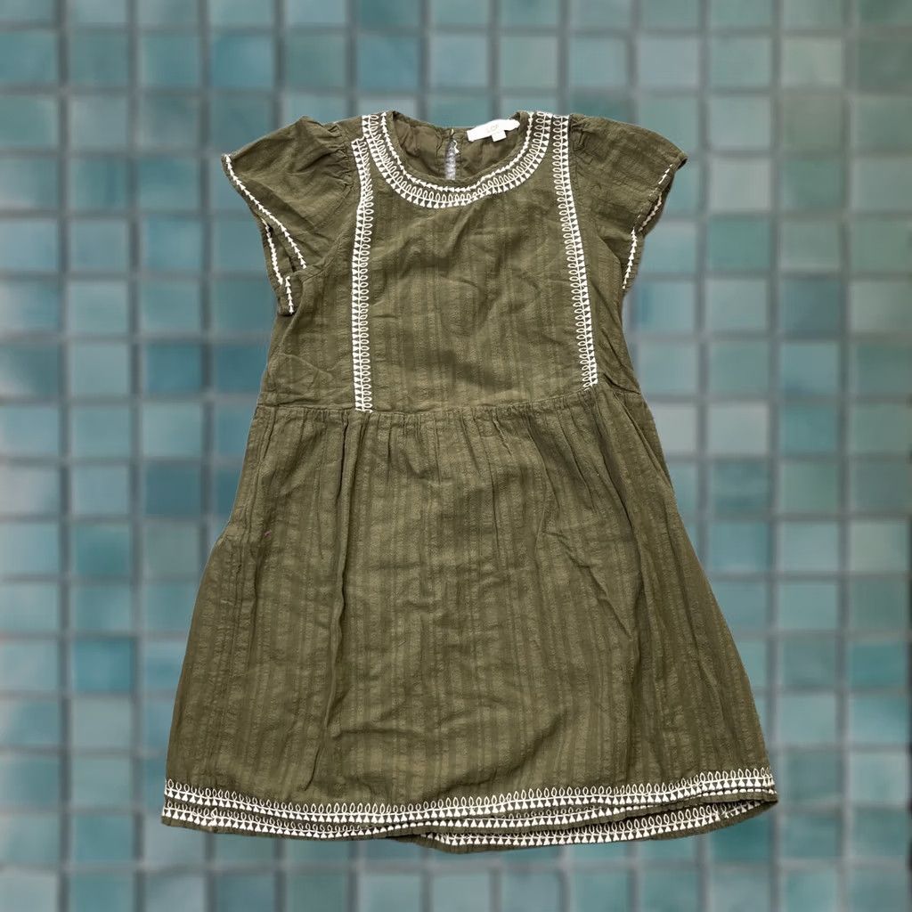 Loft LOFT Dress Womens Petite Small Green Cotton Embroidered Cap Sleeve Boho Tunic Size S / US 4 / IT 40 - 1 Thumbnail