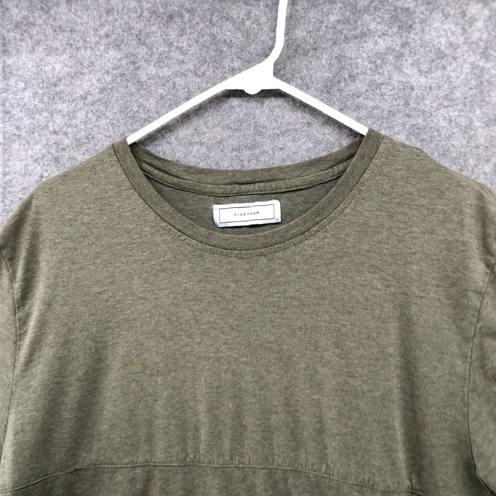 Olive Five Four T Shirt Mens L Short Sleeve Olive Green Crewneck Solid Knit Cotton Short Sleeve Mens L Green Size US L / EU 52-54 / 3 - 3 Thumbnail
