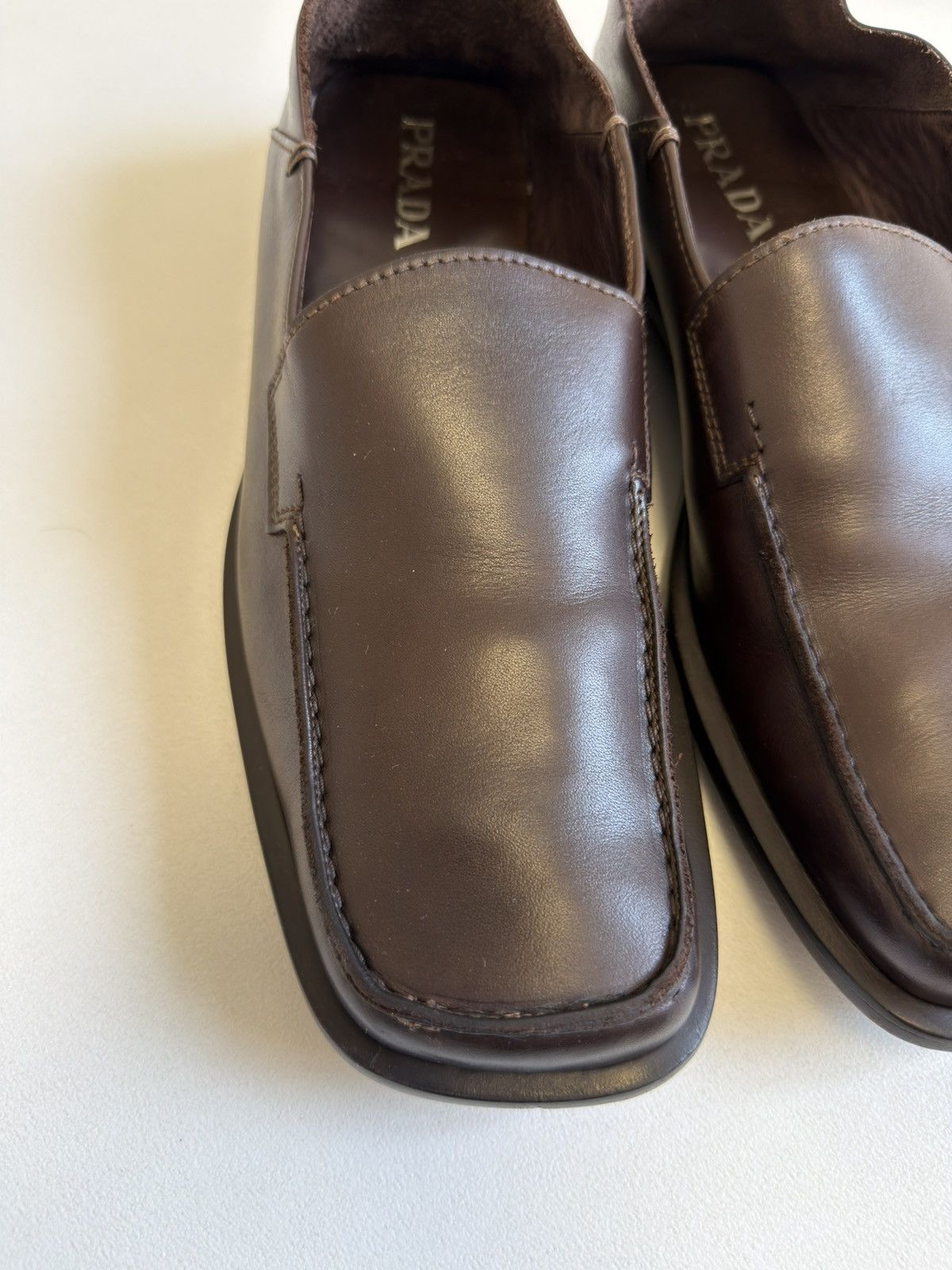 Prada Early 2000s Square Toe Leather Loafers Size US 11 / EU 44 - 5 Thumbnail
