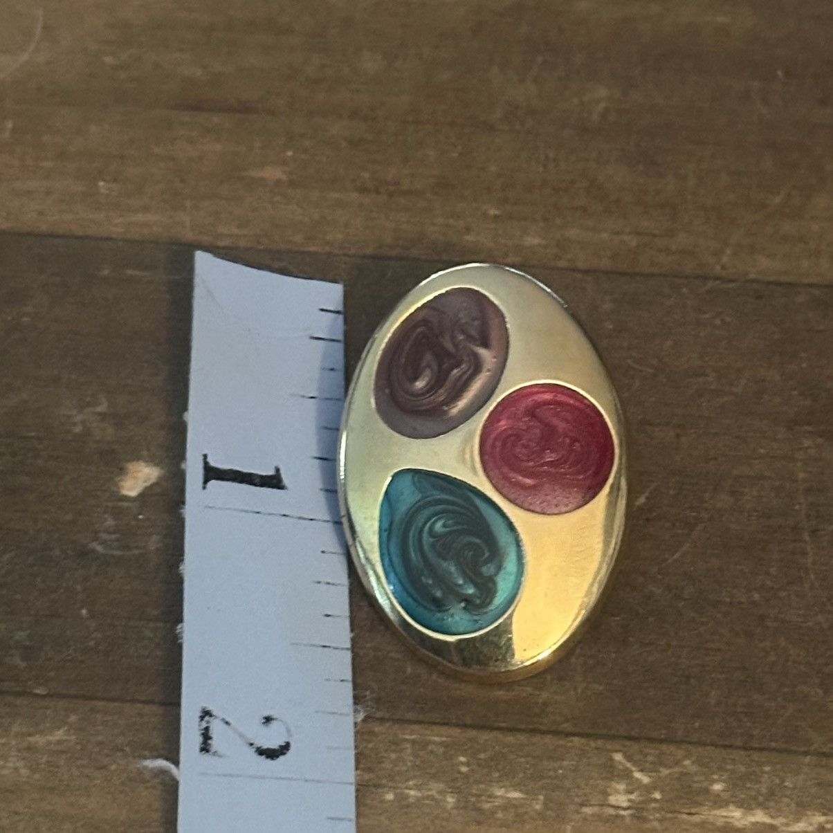 Vintage Vintage gold tone oval paint swirl post earrings Size ONE SIZE - 4 Thumbnail