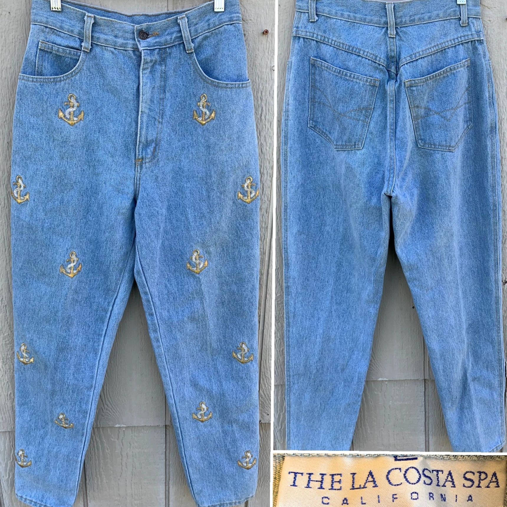 Vintage VINTAGE The La Costa Spa California high waist tapered leg jeans embroidered anchor anchors sz 12 28” waist blue cotton 1980s 1990s Mens? Womens? Size 34" / US 12 / IT 48 - 2 Thumbnail