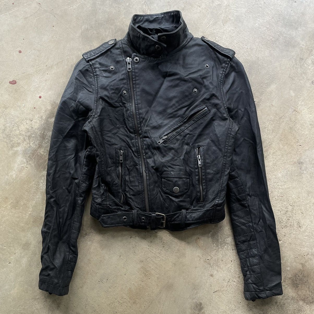 Le Grande Bleu (L.G.B.) Grail🔥 Archive Leather Jacket Asymmetrical Rick Owens Style Size US XS / EU 42 / 0 - 1 Thumbnail