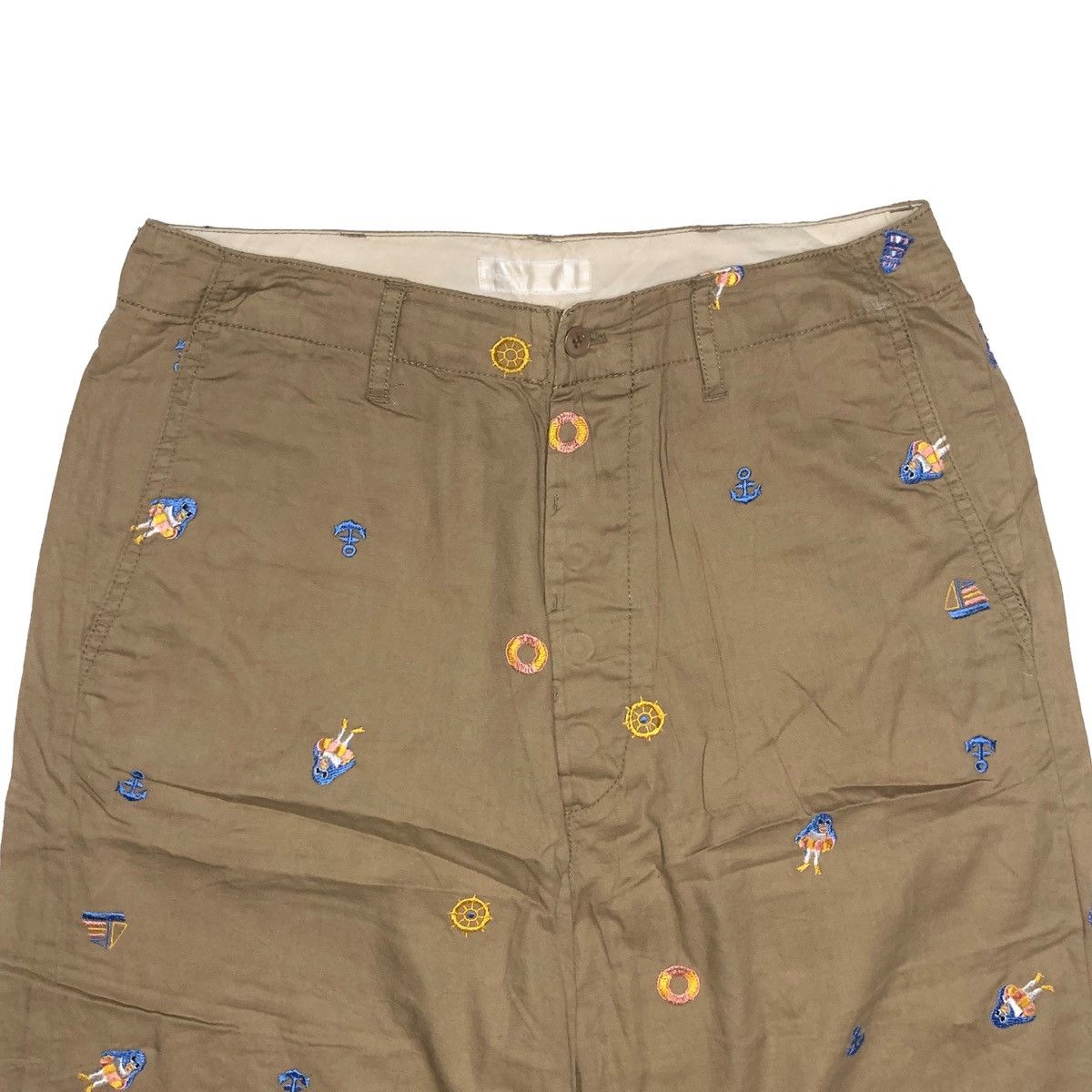 Beams Japan Japanese Brand Embroidered Nautical Shorts Khaki Beach Size US 31 - 2 Thumbnail