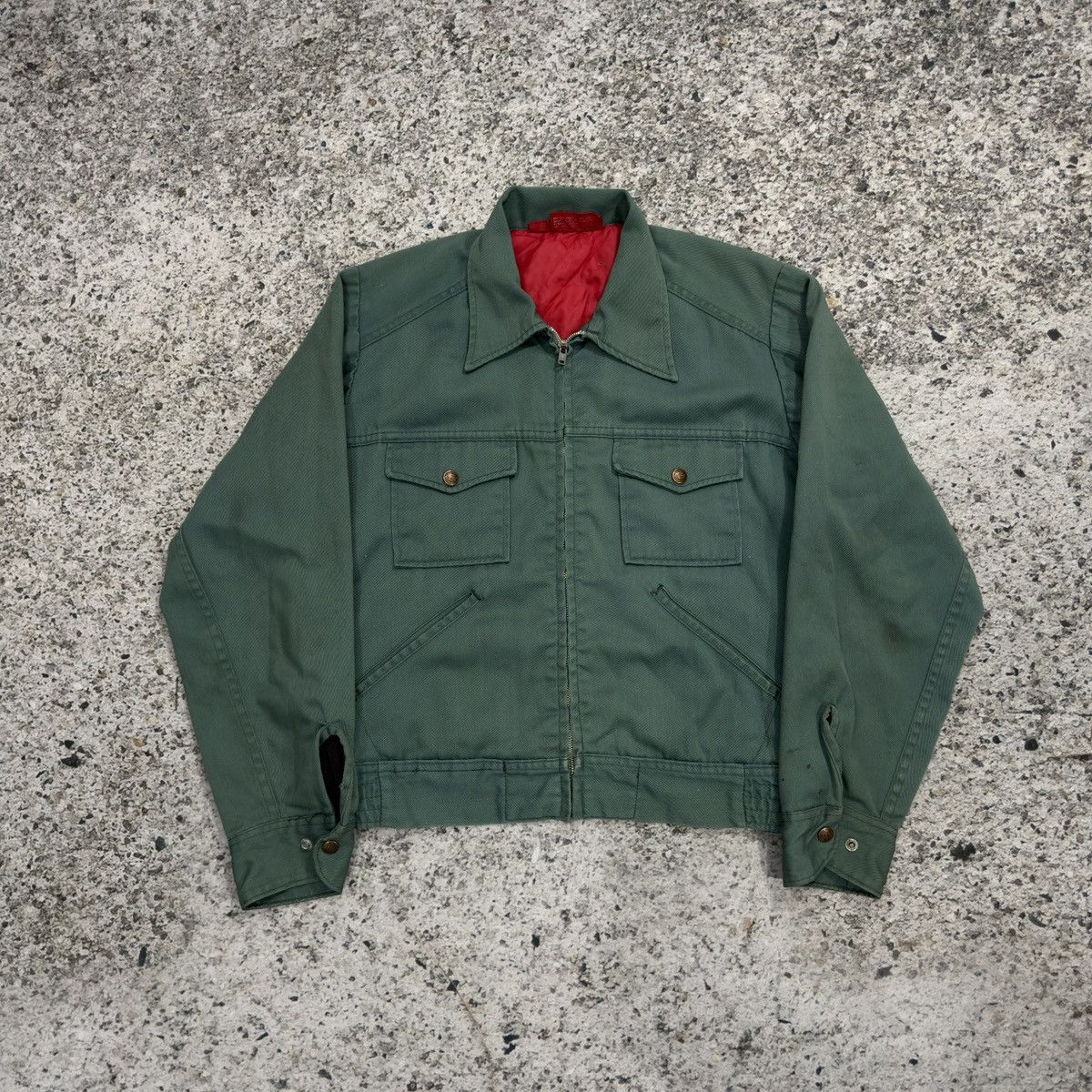 Dickies 80s Faded Thrashed Dickies Zip Up Work Jacket ERD Grunge Size US M / EU 48-50 / 2 - 1 Thumbnail