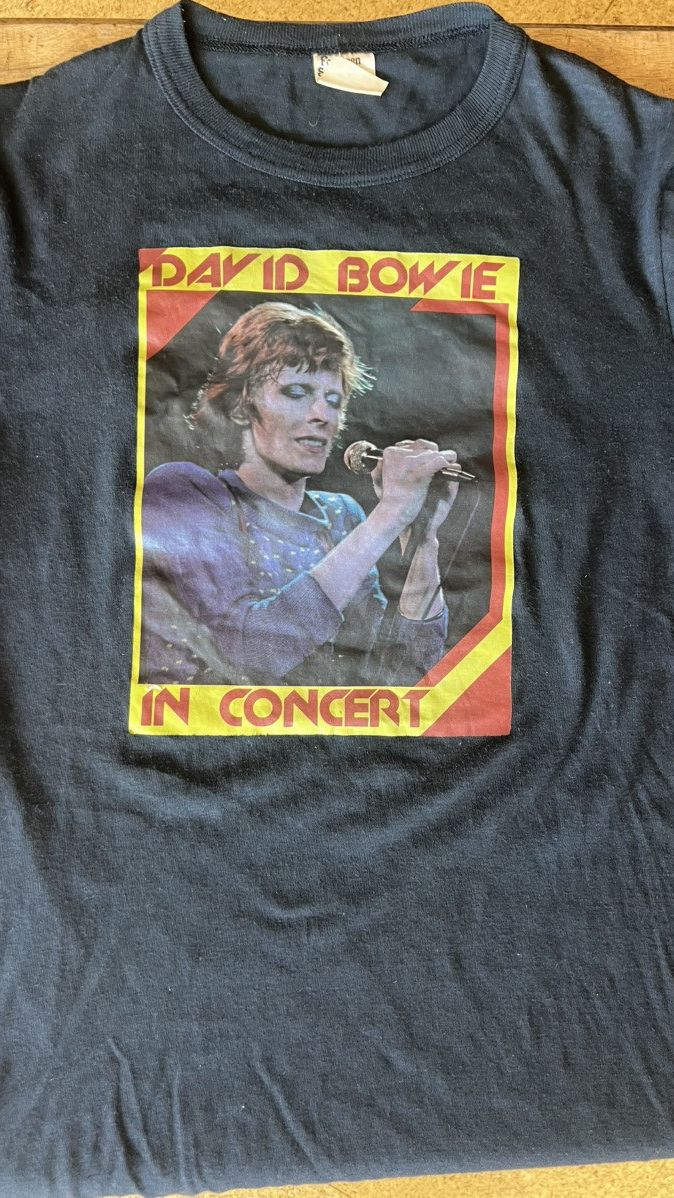 image of Vintage David Bowie 80's With Reverse Letter Print in Black, Men's (Size Small)