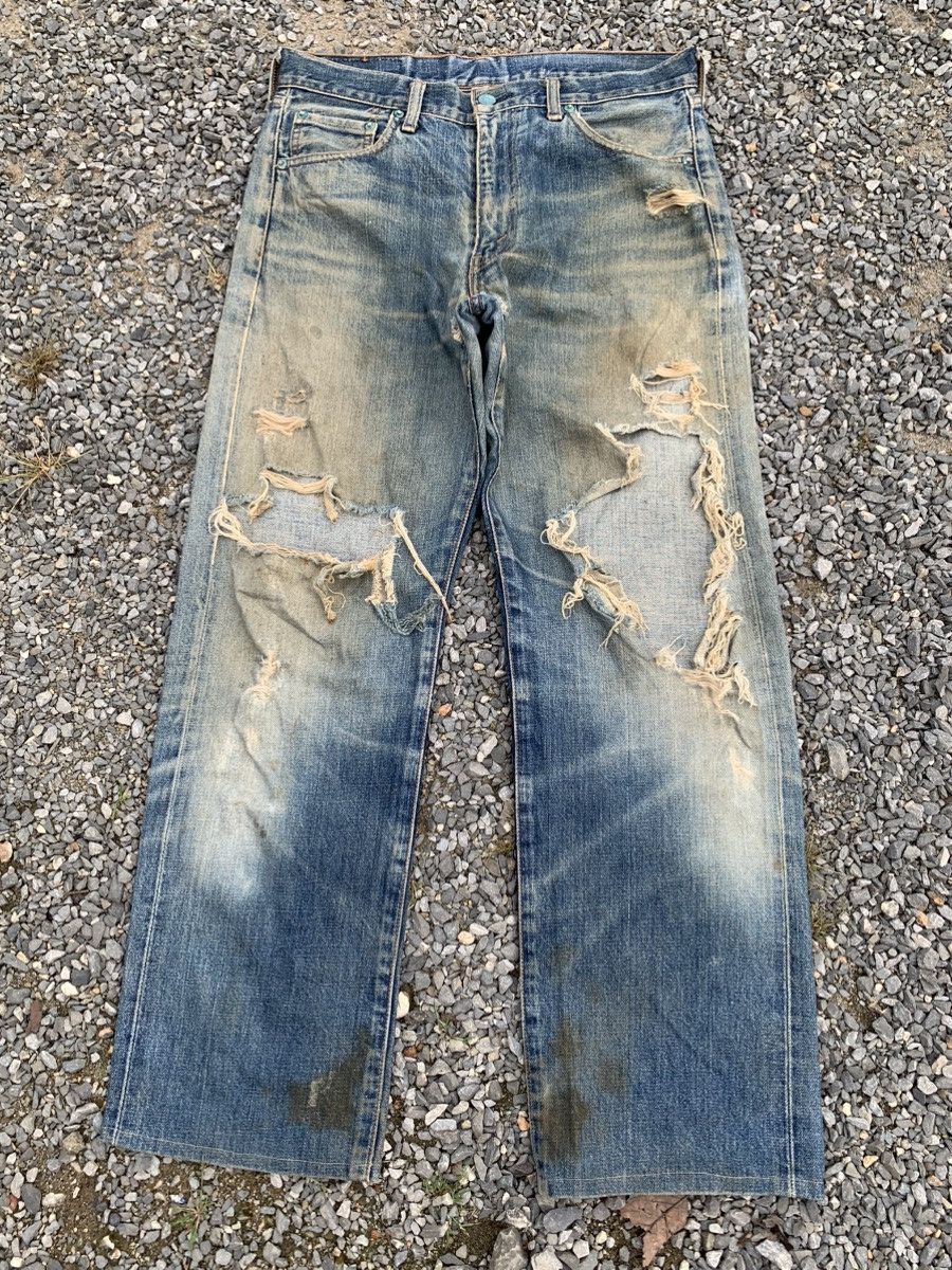 VINTAGE LEVI’S BIG E 502 J22 SELVEDGE RUSTY DISTRESSED DENIM