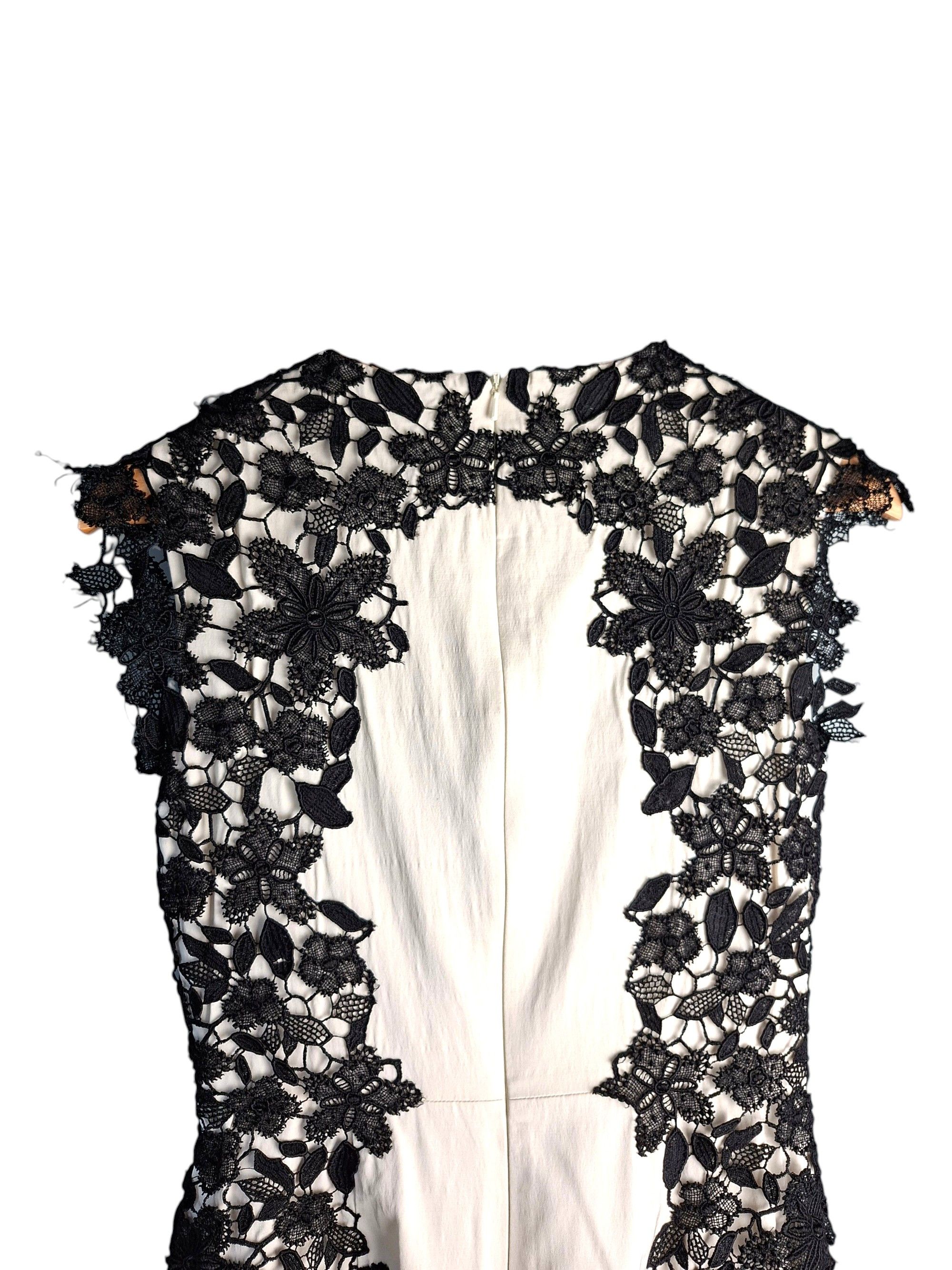 Lela Rose Ivory & Black Floral Guipure Lace Cocktail Dress - ilac.rochib.com