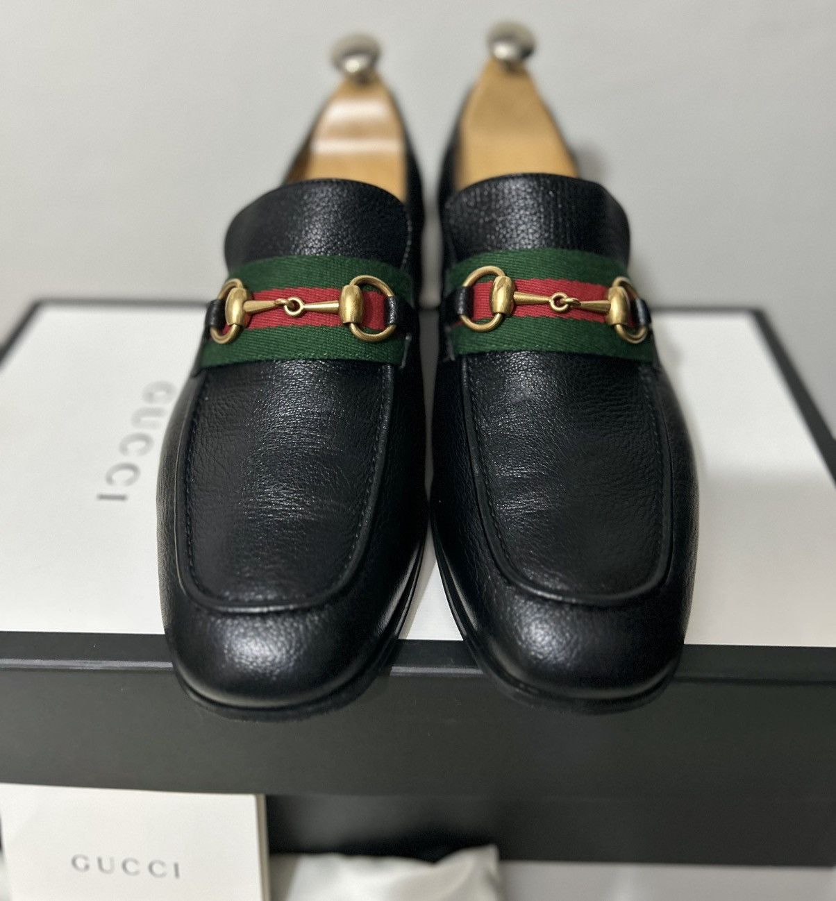 Gucci Gucci GG Bonnie Black Leather Horsebit Web Loafers UK8 Size US 8 / EU 41 - 6 Thumbnail