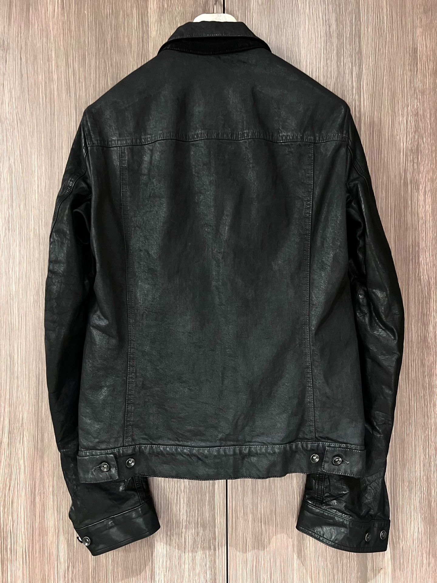 Rick Owens Rick Owens waxed leather sleeve denim jacket Size US S / EU 44-46 / 1 - 2 Thumbnail