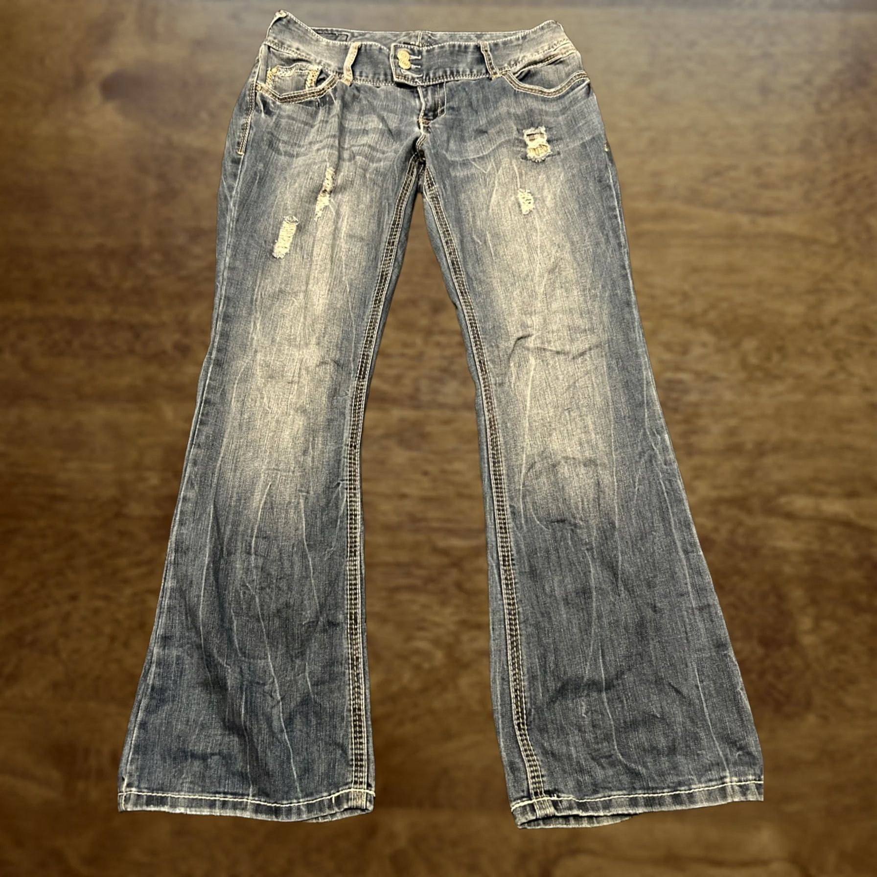Vintage Series 31 Felicity Jeans Womens 9 Blue Distressed Pockets Bootcut Denim Mid Rise 29in Inseam A45 Size 30" / US 8 / IT 44 - 1 Thumbnail