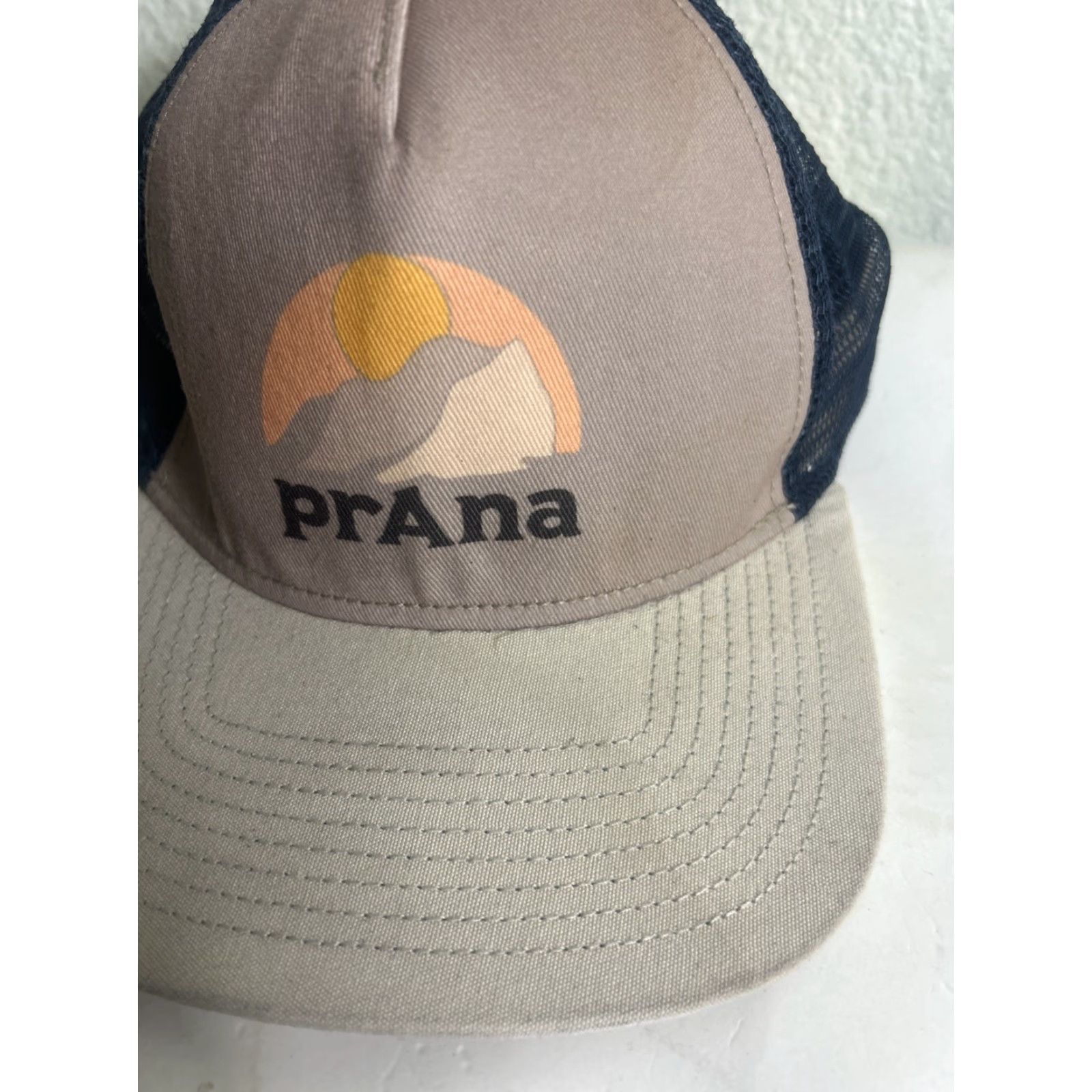 Prana prAna Hat Men’s Trucker Beige & Blue Snap Back Lower Pines Series Outdoor Multicolor One Size Mens Size ONE SIZE - 3 Thumbnail