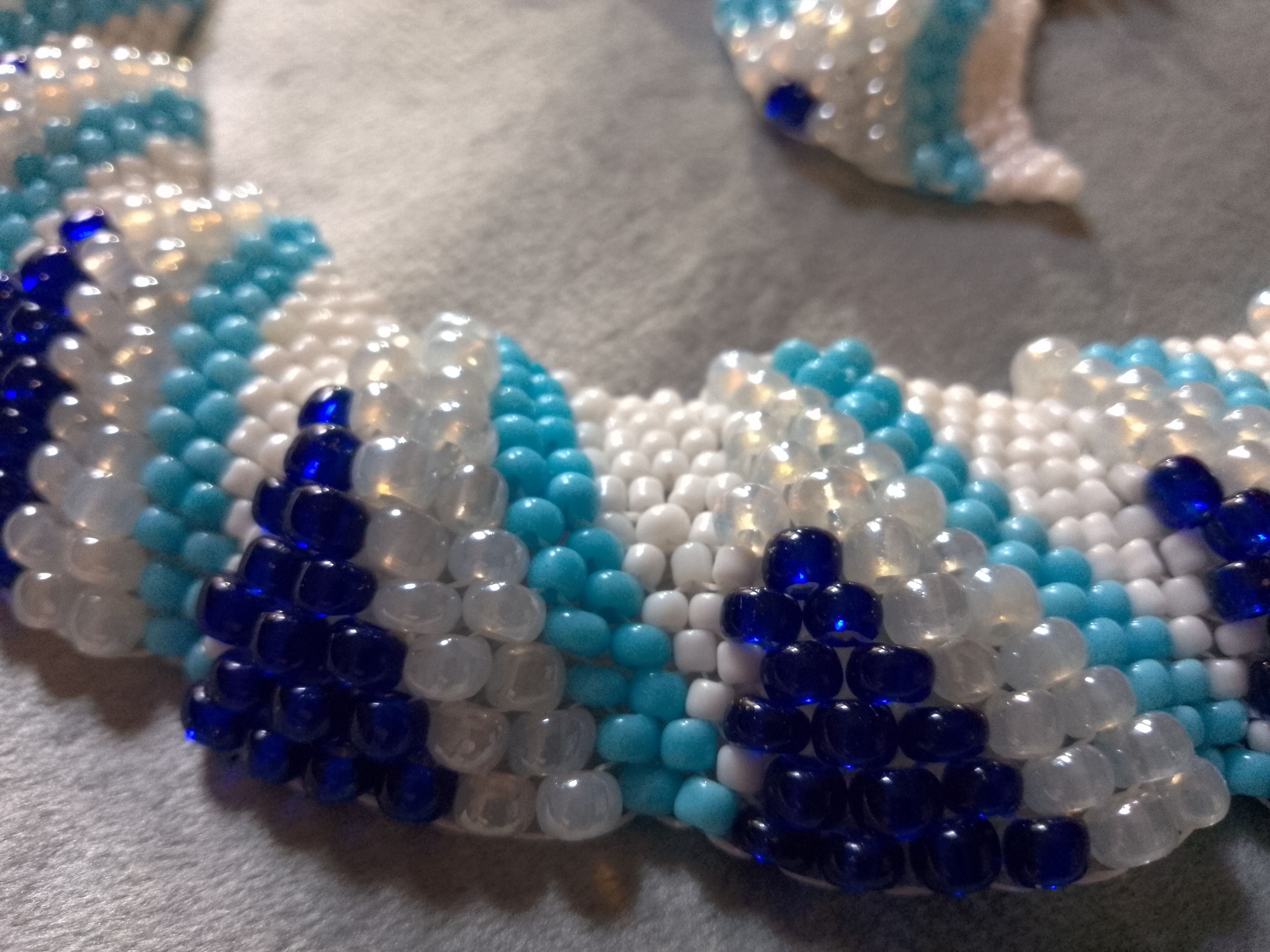 Handmade Necklace Embroidered Beaded Earrings Wavy Super Elegant Size ONE SIZE - 6 Thumbnail