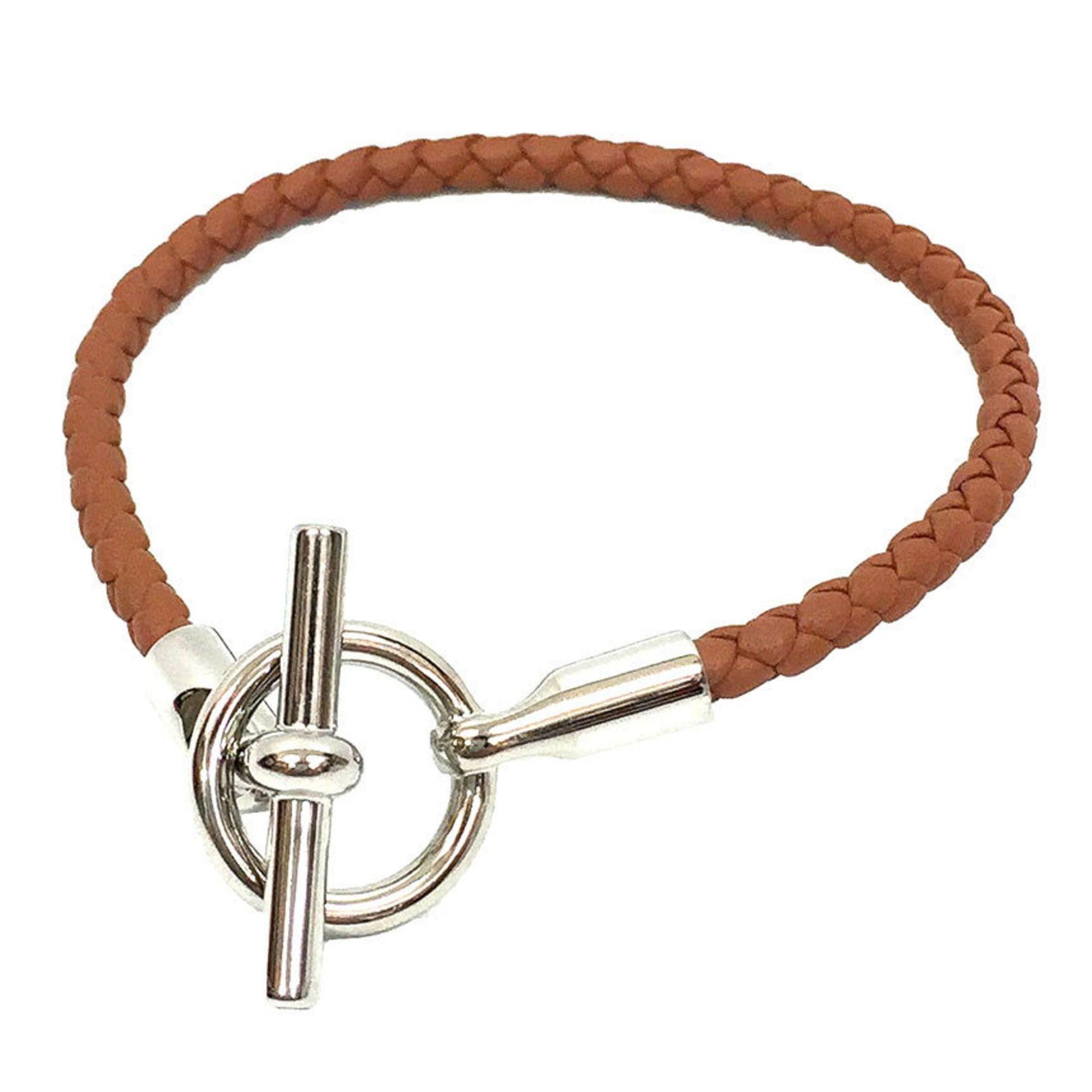 image of Hermes Leather Bracelet Grennan H071681Fp37T2 Gold [Brown] in Black, Women's