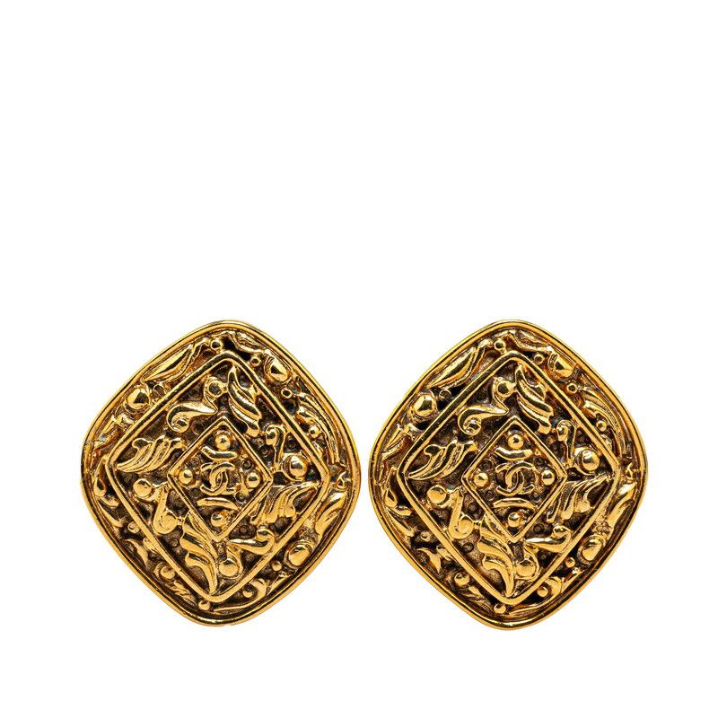 Chanel Chanel Chanel Coco Mark Rhombus Earrings Gold Plated Metal Earrings in Very Good Condition Size ONE SIZE - 1 Thumbnail