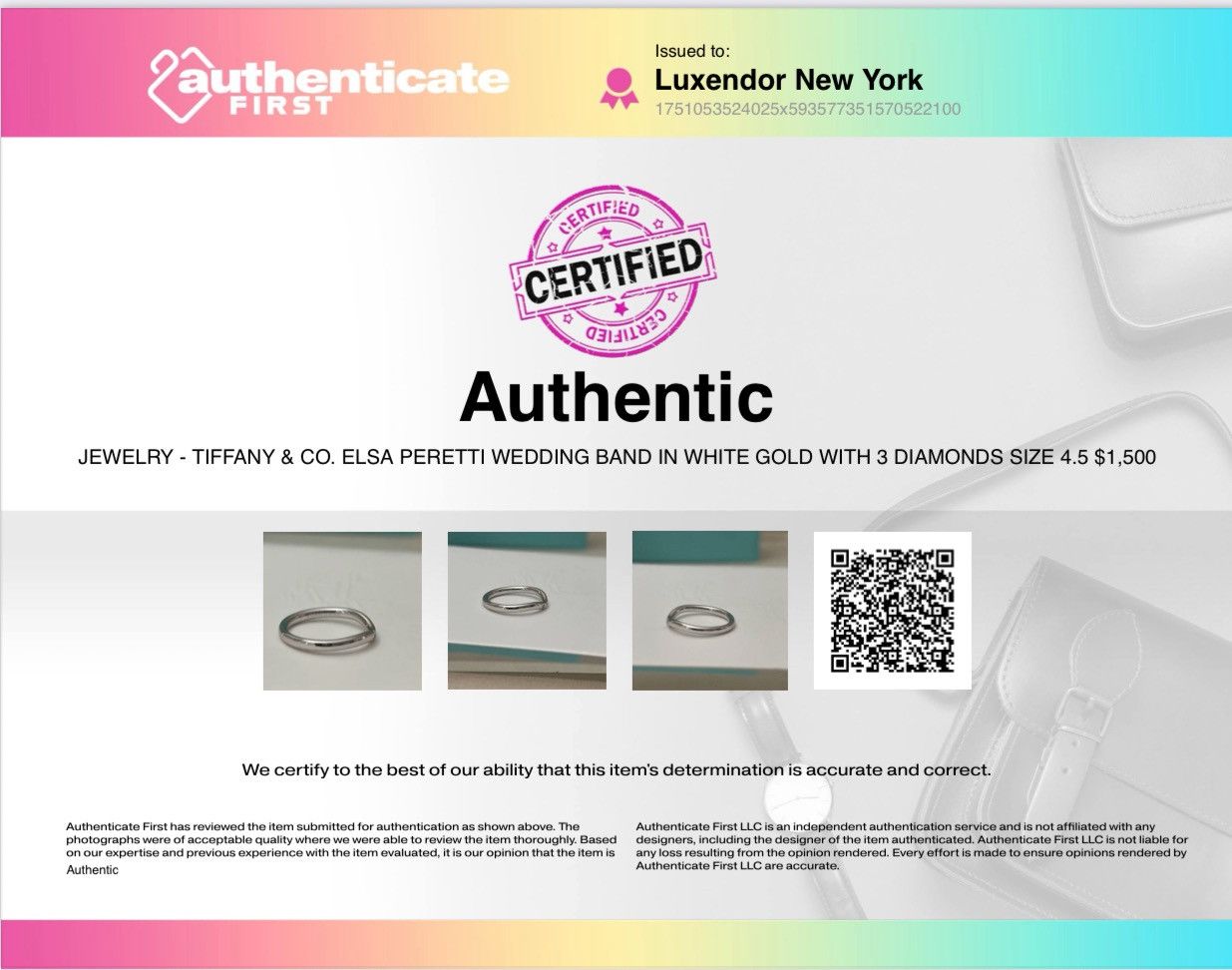 Tiffany & Co. Tiffany & Co. Elsa Peretti Curved Band WG 3 Dia 4.5 $1500 Size ONE SIZE - 3 Thumbnail