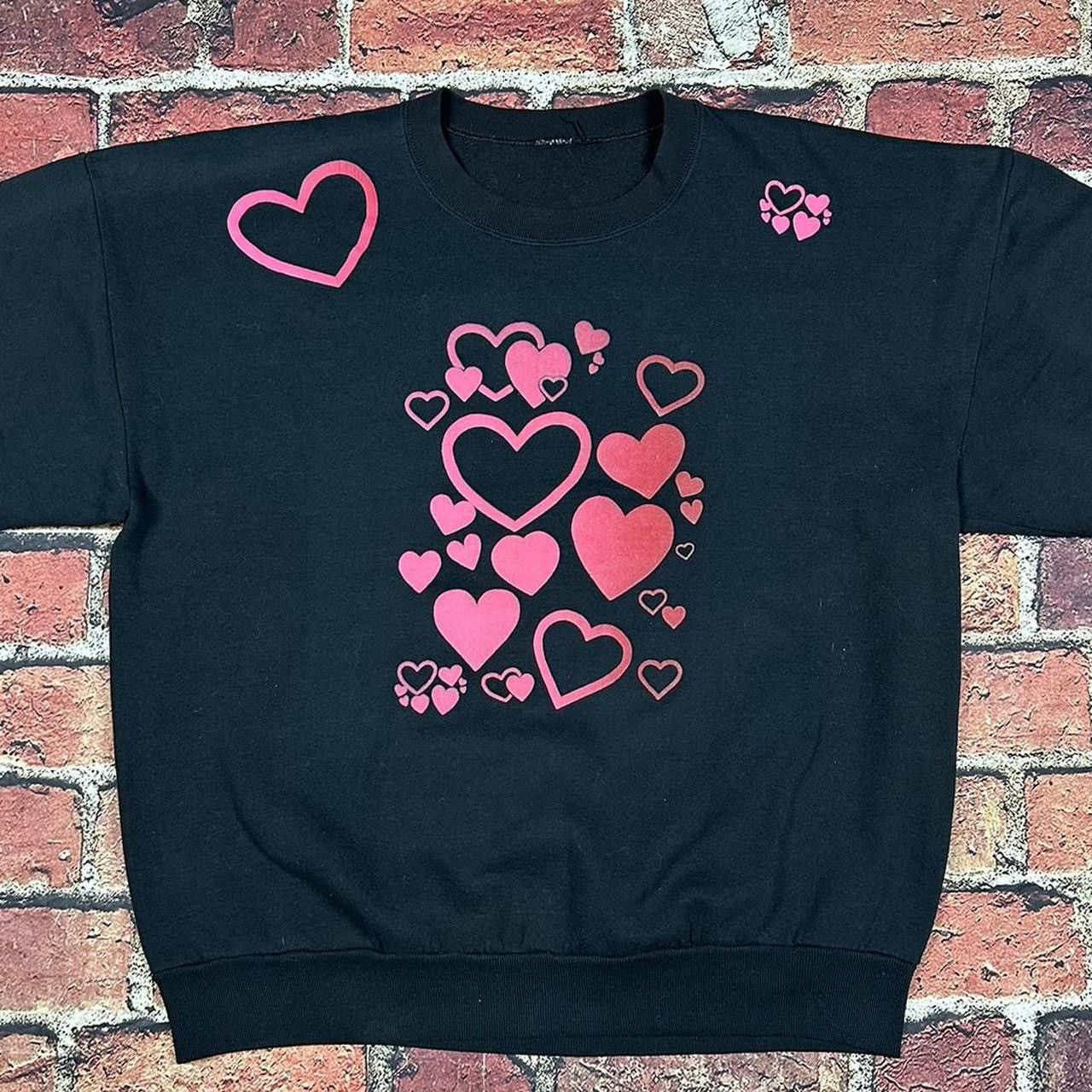 Vintage Vintage 90s Hearts Crewneck Sweatshirt All Over Print Size XL / US 12-14 / IT 48-50 - 2 Thumbnail