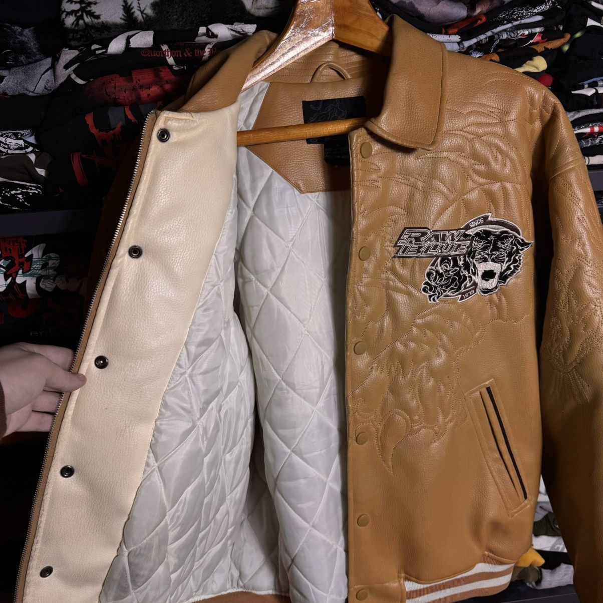 Rap Tees × Vintage Rare Leather Raw Blue Vintage Jacket Size US XL / EU 56 / 4 - 11 Thumbnail