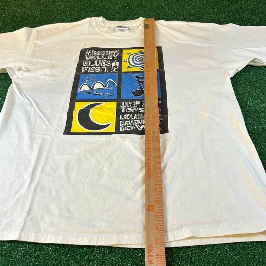 Gildan VINTAGE Gildan T-Shirt Mississippi Valley Blues Fest 1998 Graphic Print White Mens XXL Size US XXL / EU 58 / 5 - 6 Thumbnail