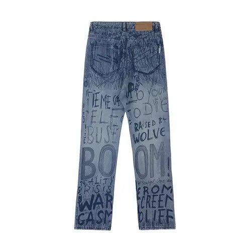 Japanese Brand Buggy jeans for men and women with graffiti print y2k Size US 34 / EU 50 - 2 Thumbnail