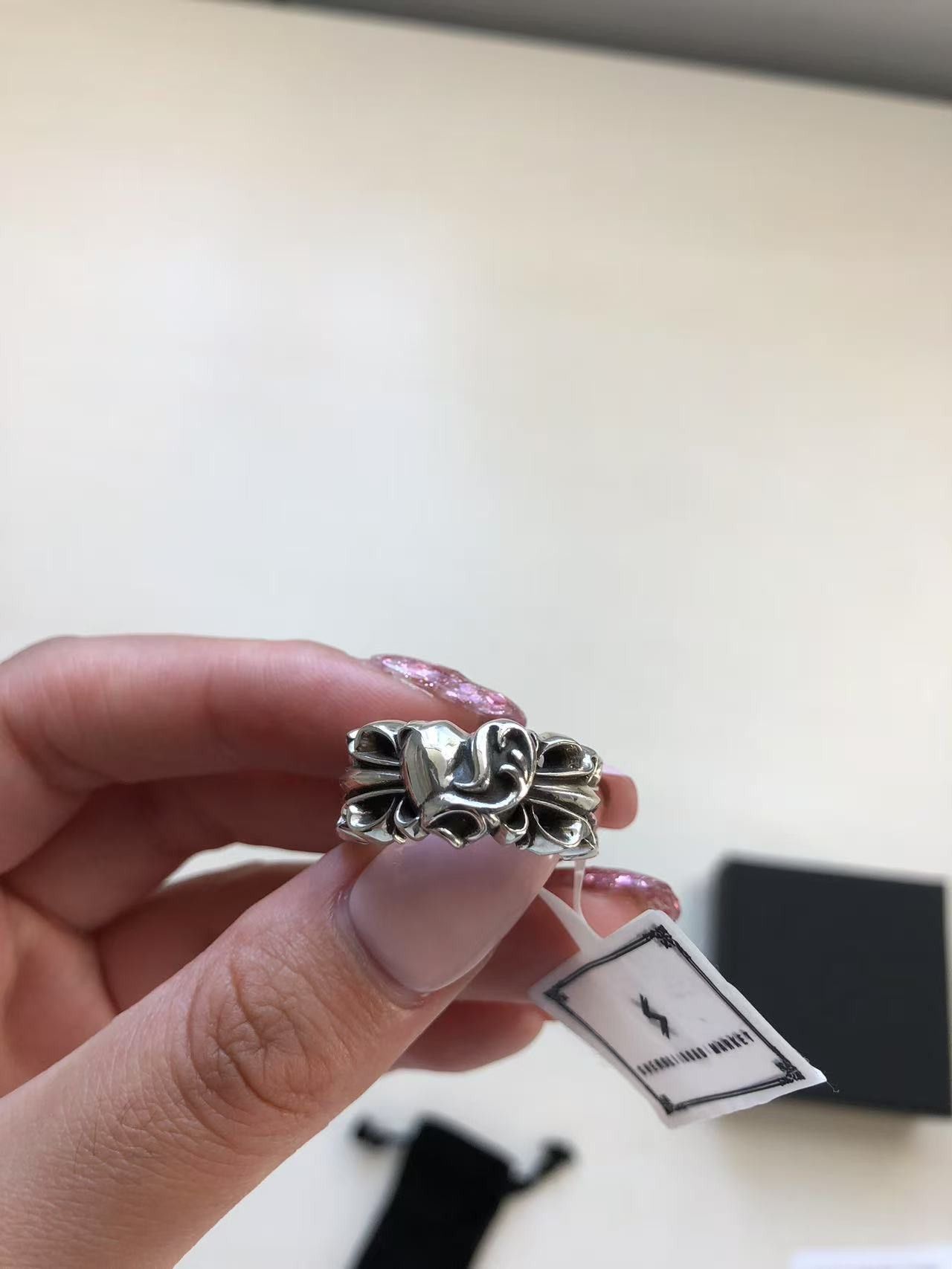 Chrome Hearts Chrome Hearts Silver Double Floral Cross Heart Ring Size ONE SIZE - 9 Thumbnail