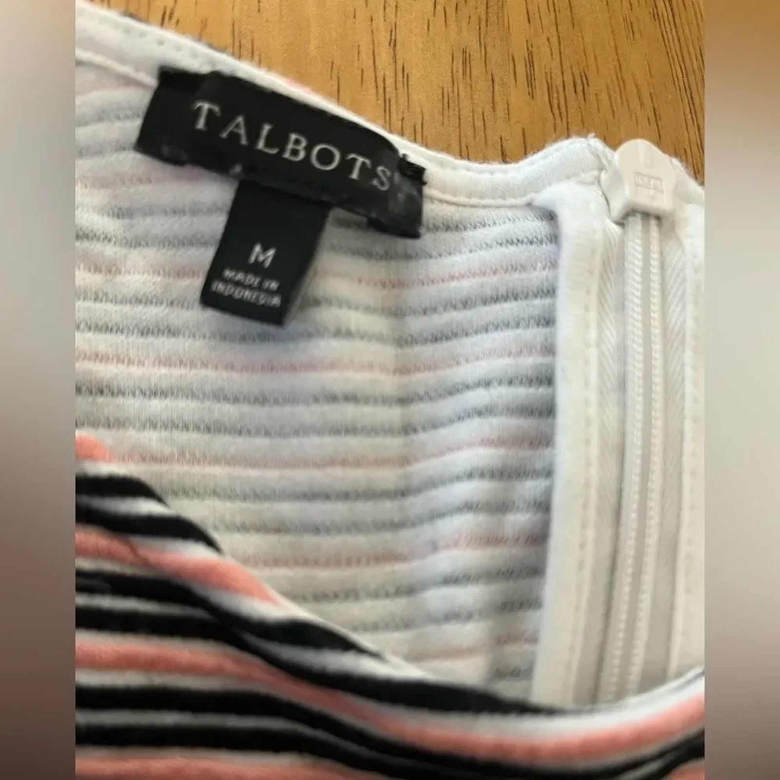 Talbots Talbots peach & black striped peplum top, size medium Size M / US 6-8 / IT 42-44 - 4 Thumbnail