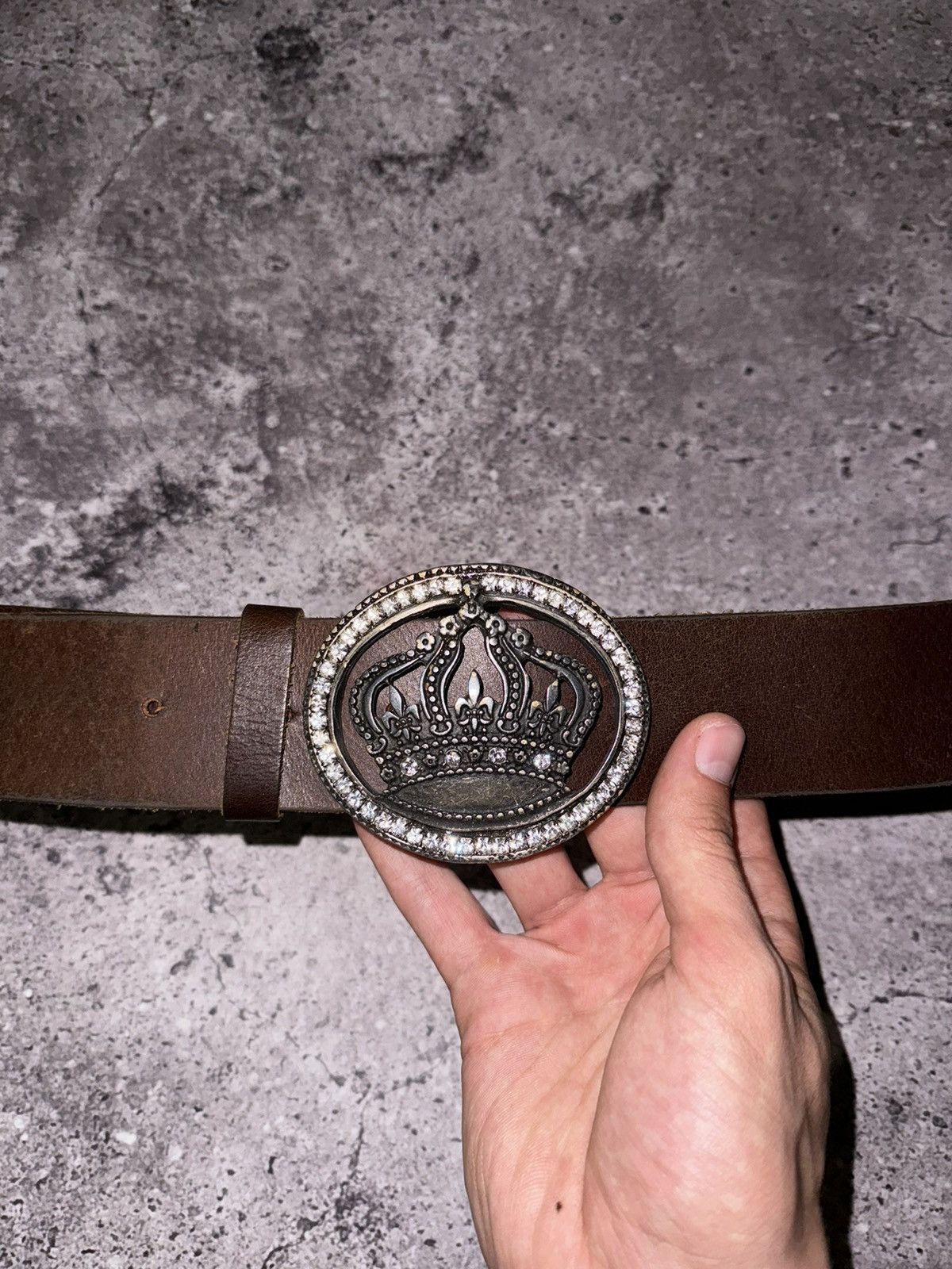 Vintage Vintage Y2K Crown leather avant garde belt Size ONE SIZE - 12 Thumbnail