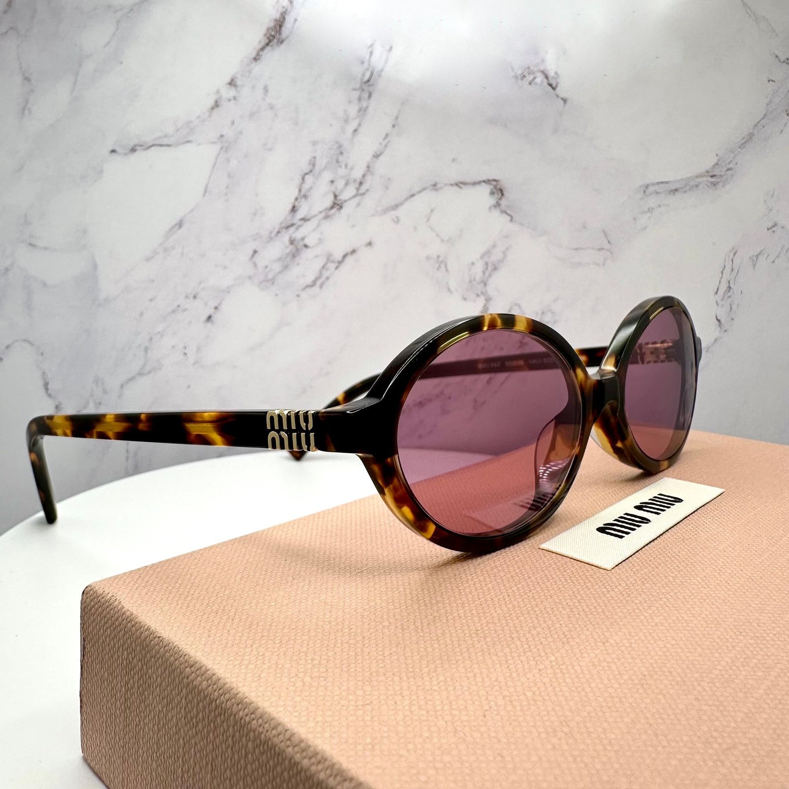 Miu Miu MIU MIU Sunglasses New Brown Gold Metal Logo Authentic Size ONE SIZE - 13 Thumbnail