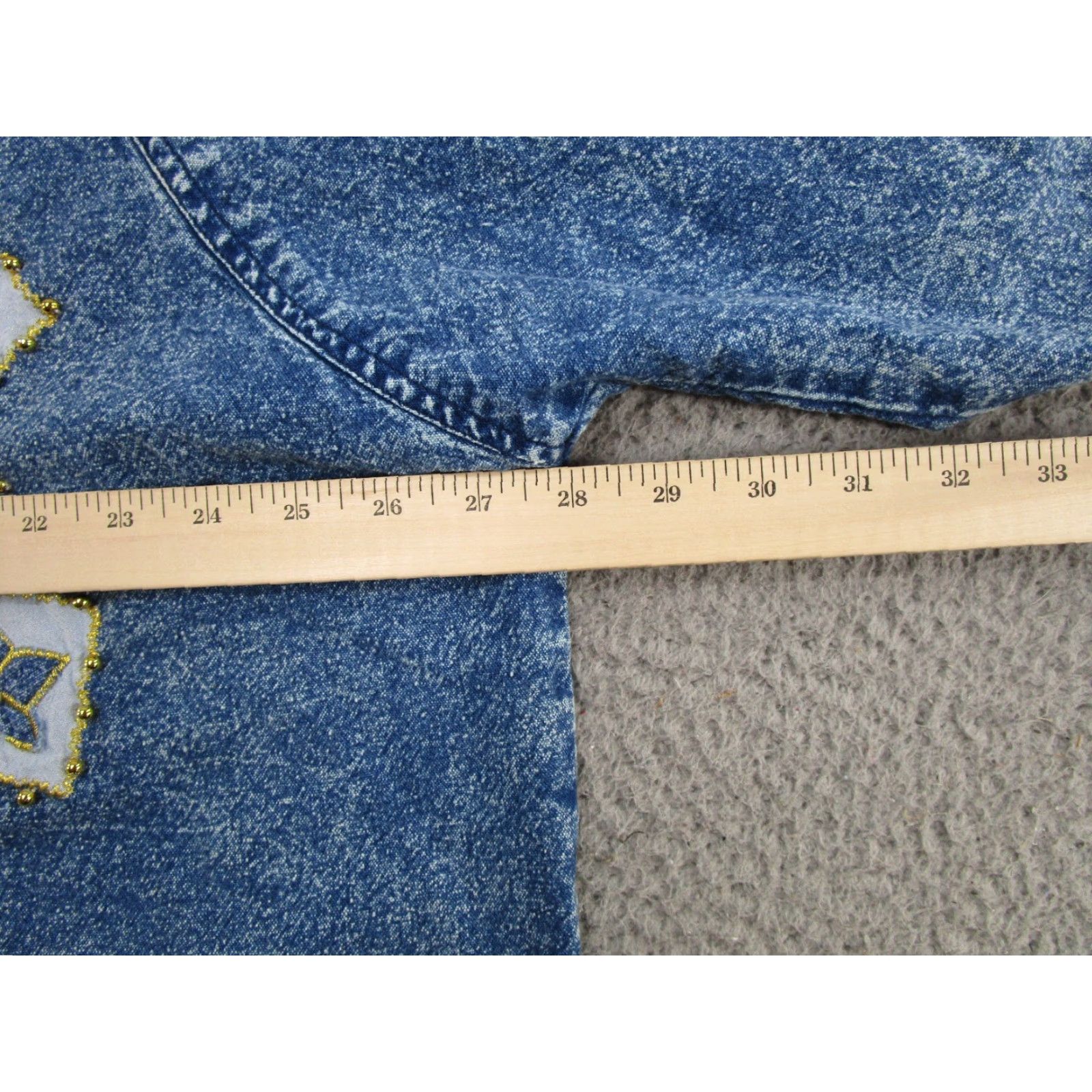 Denime VINTAGE Z Club Denim Shirt Blouse Short Sleeve Women 22-24 Blue 80s Embroidered Jeanswear Bling Jewels Shirts Womens Size 3XL / US 20-22 - 6 Thumbnail