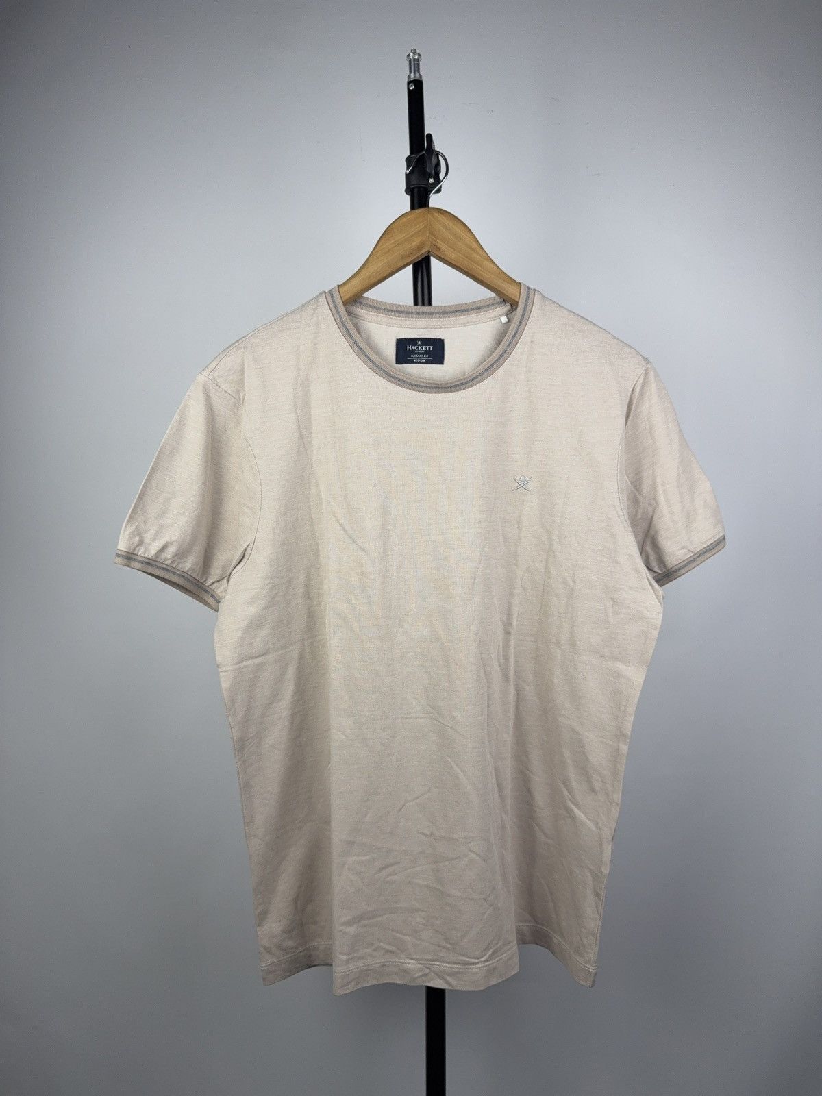 Hackett Luxury Hackett Basic London Beige Classic Fit Cotton T-Shirt Size US M / EU 48-50 / 2 - 1 Thumbnail