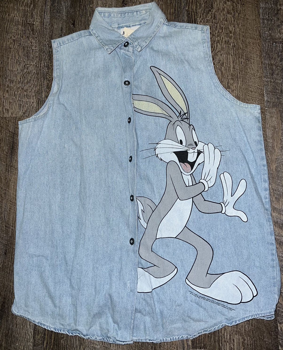 Vintage Vintage Looney Tunes Bugs Bunny Jerry Leigh Denim Vest Shirt Size M / US 6-8 / IT 42-44 - 1 Thumbnail