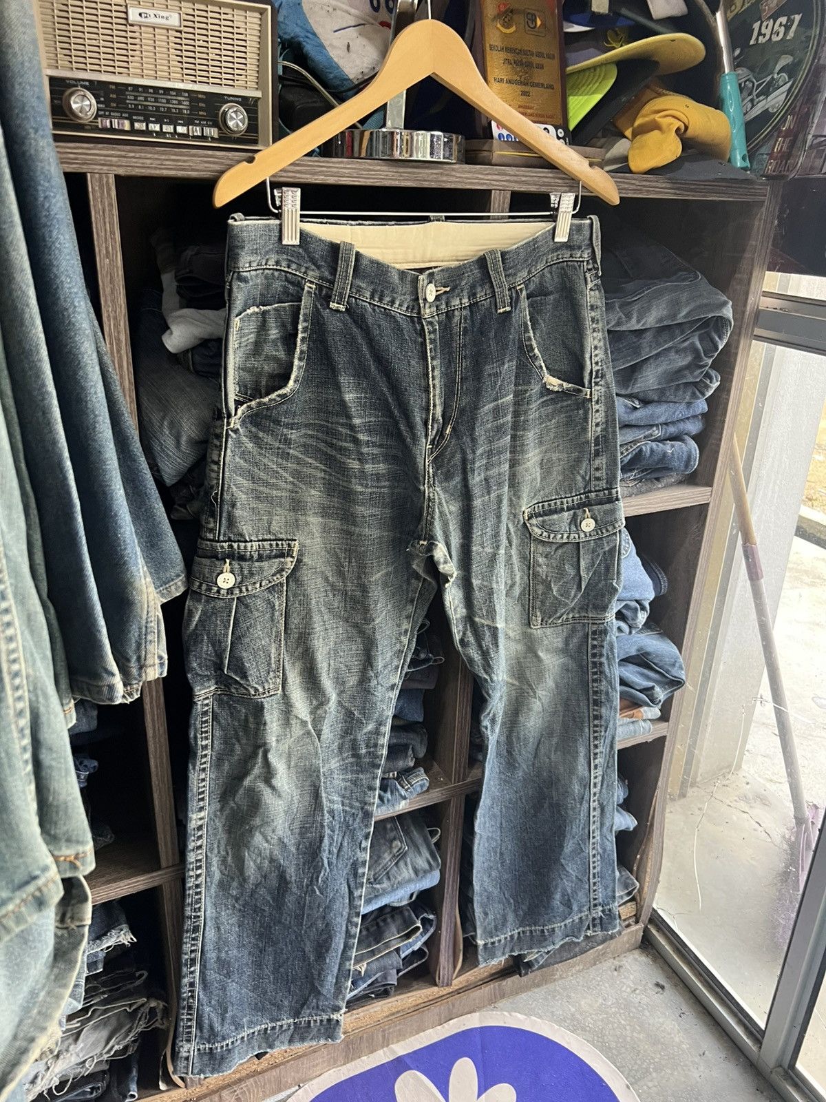 Levi's 🔥Rare Vintage Levis Sanforized Distressed Cargo Denim Size US 34 / EU 50 - 3 Thumbnail
