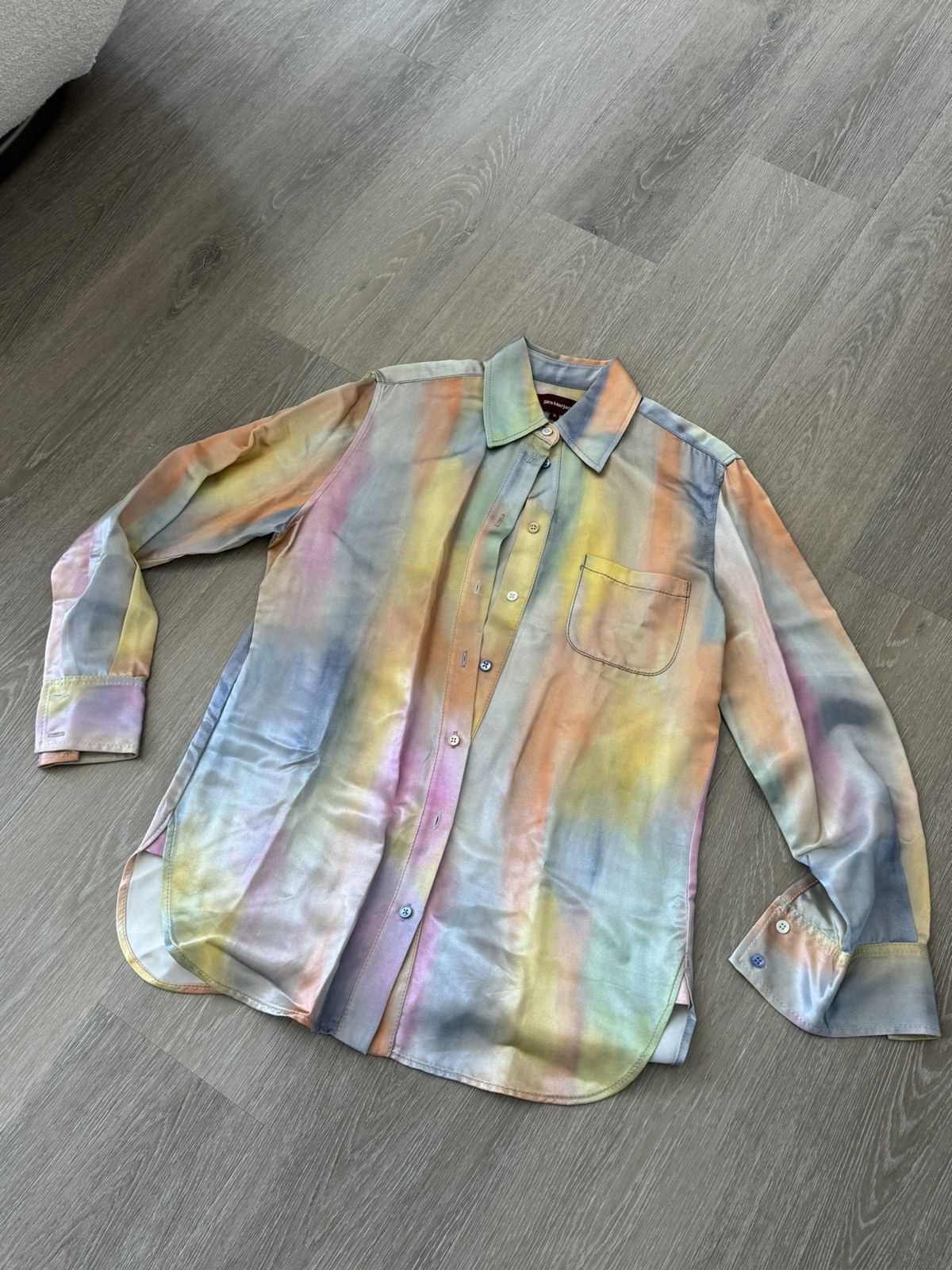 image of Sies Marjan Iridescent Runway Willa Fluid Satin Shirt, Men's (Size Small)