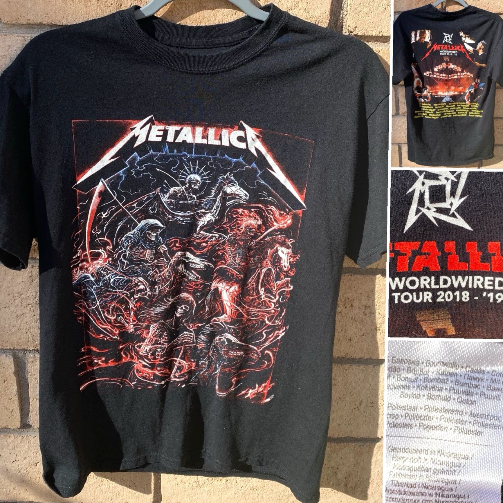 Gildan Metallica Worldwired Tour 2018 19 T Shirt Concert Band Tee Size Medium Short Sleeve Black Gildan Mens T-Shirt Graphic Print Band Tee Size US M / EU 48-50 / 2 - 2 Thumbnail