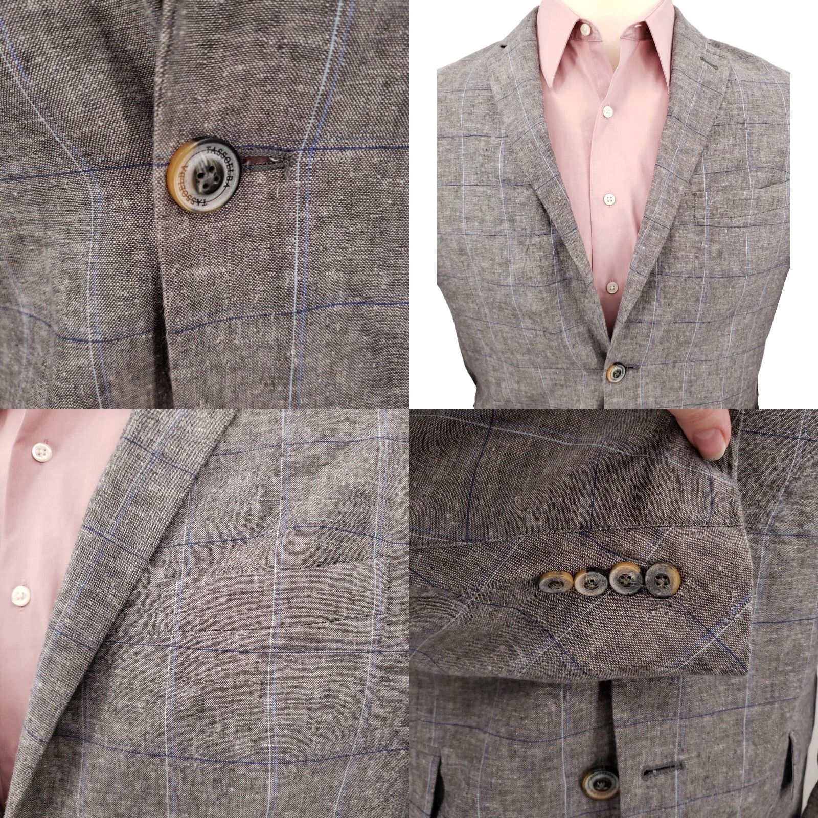 Tasso Elba Tasso Elba Island Mens Blazer M 39 41 Sport Coat Linen Jacket Gray Plaid Grailed