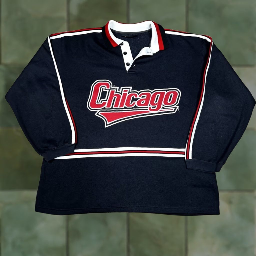 Vintage VINTAGE Chicago Embroidered Henley Neck Pullover Sweatshirt XL Black Mens Sweatshirt 90s 80s 80s 90s Embroidered Logo Made USA Size US L / EU 52-54 / 3 - 1 Thumbnail