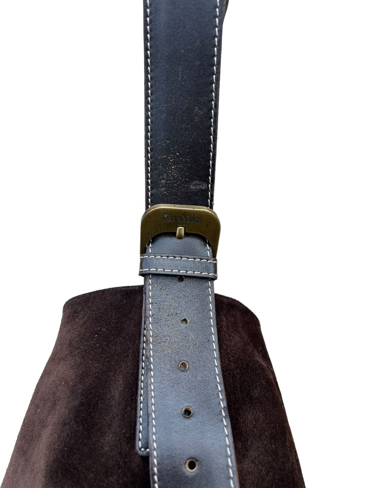 Leather × Vintage Vintage MaxMara Brown Suede Leather Large Shoulder Bag Size ONE SIZE - 10 Thumbnail