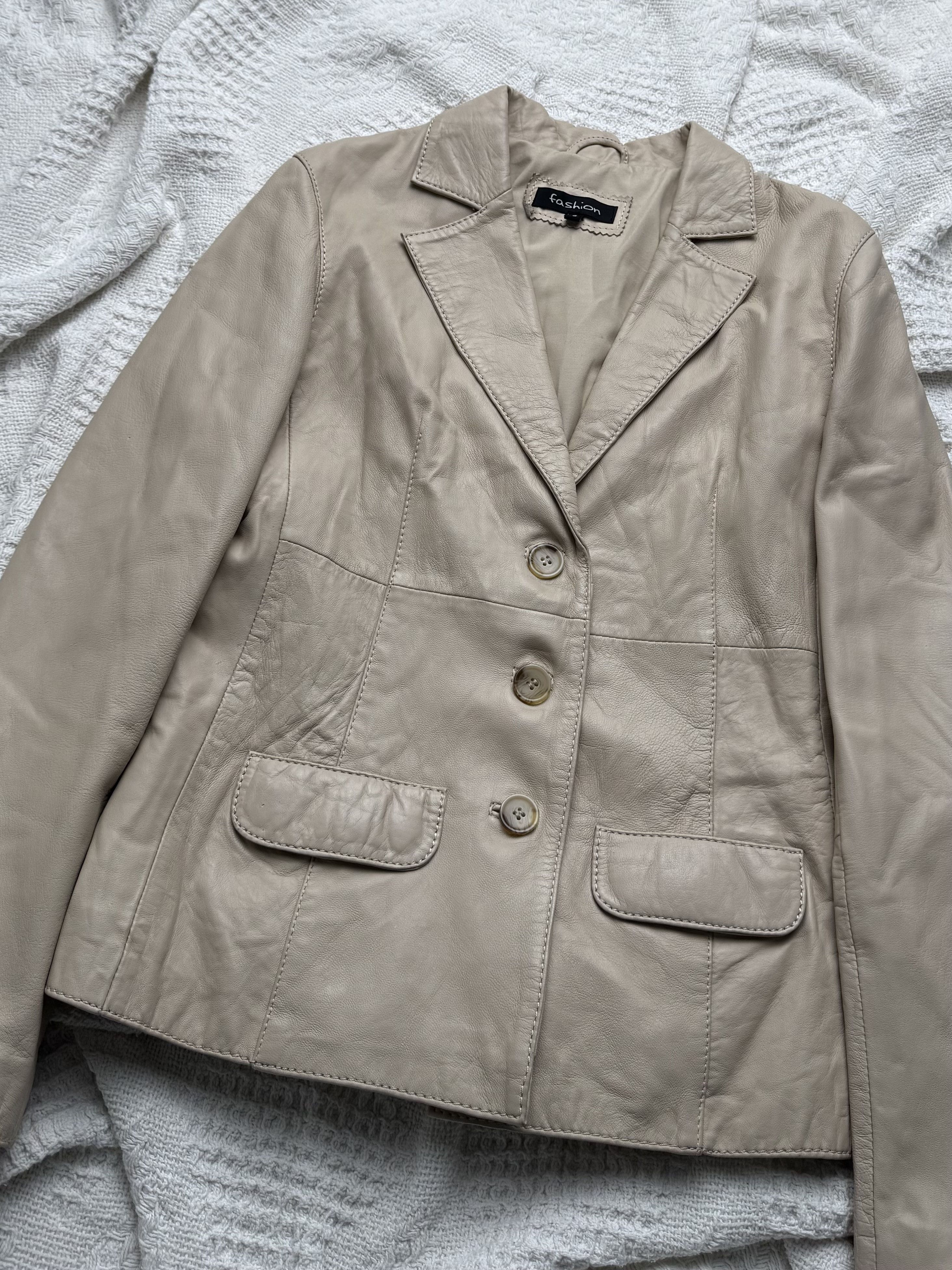 Vintage Vintage Leather Blazer Jacket Button Front Tailored Classic Size S / US 4 / IT 40 - 5 Thumbnail