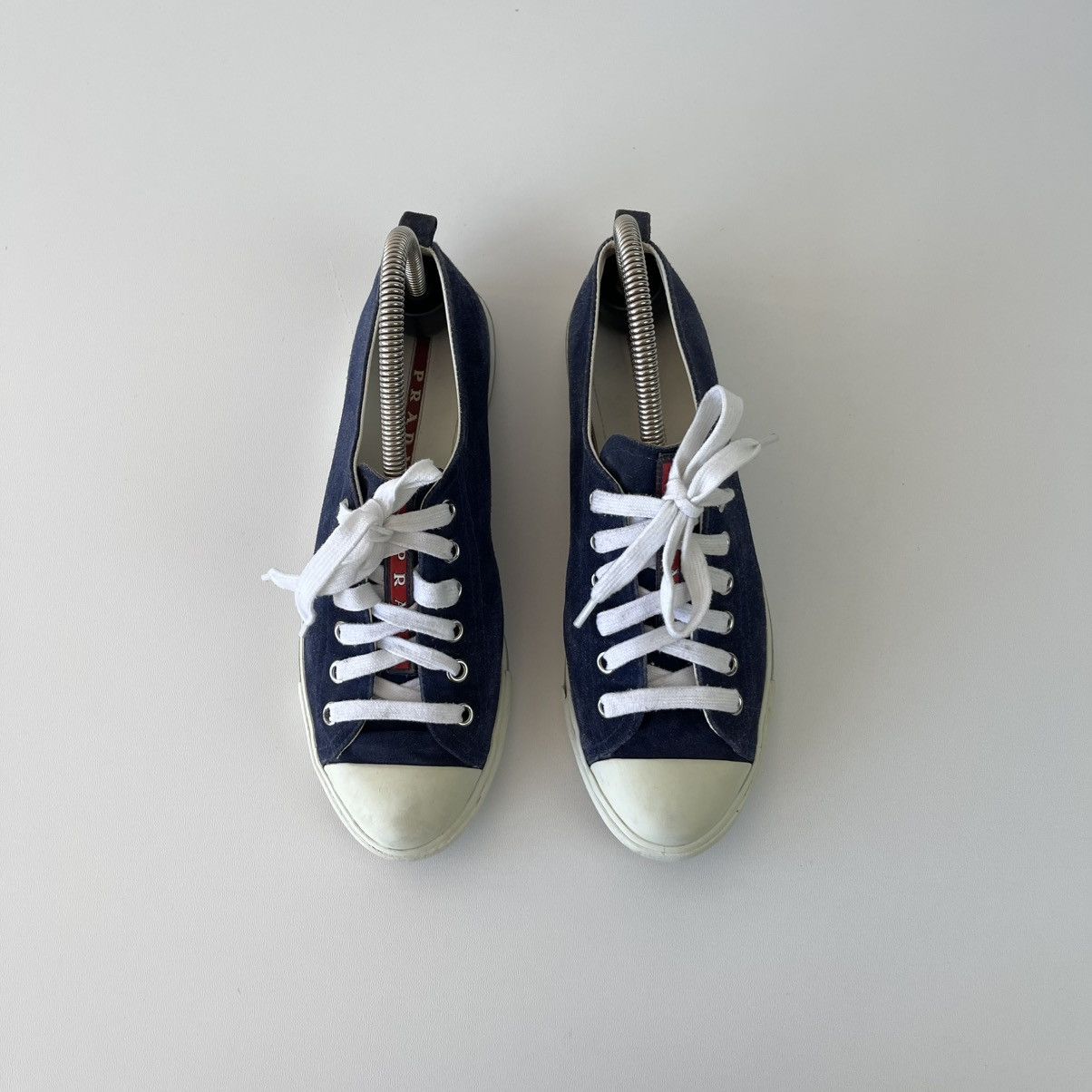 Prada Prada Sport Lace-Up Trainers Leather Sneakers Blue 3E4739 Size US 5.5 / EU 38 - 5 Thumbnail