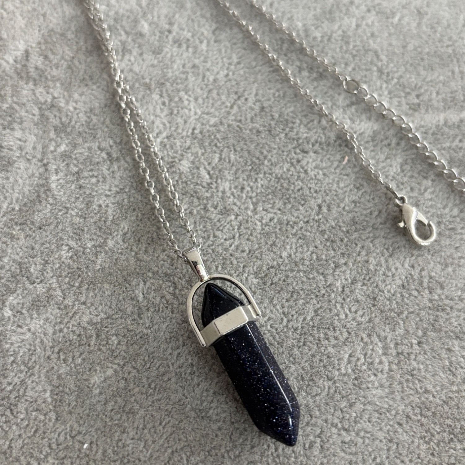 Other Blue Goldstone Pendant Necklace With Silver-Tone Chain Lobst Size ONE SIZE - 1 Thumbnail
