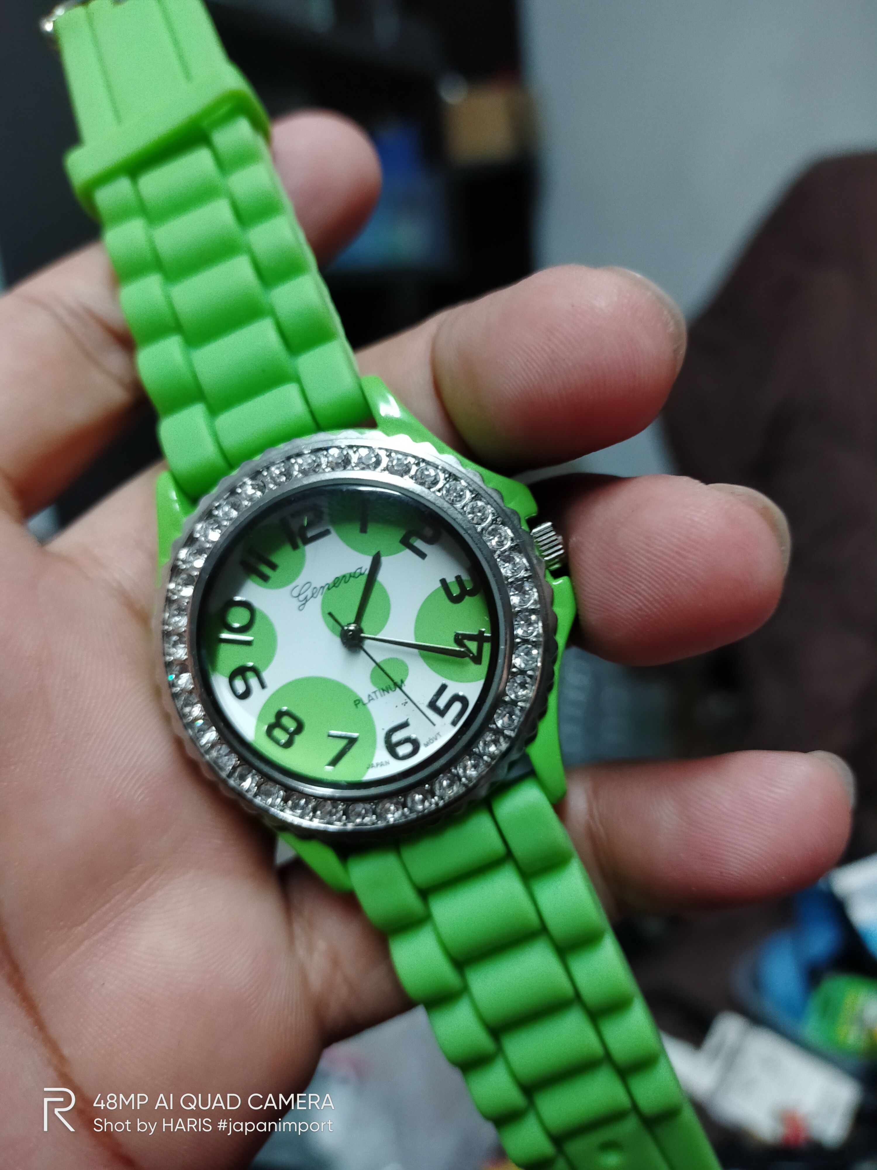 Designer × Vintage GREEN COOL 💥 GENEVA PLATINUM WATCH JAPAN DESIGN Size ONE SIZE - 5 Thumbnail