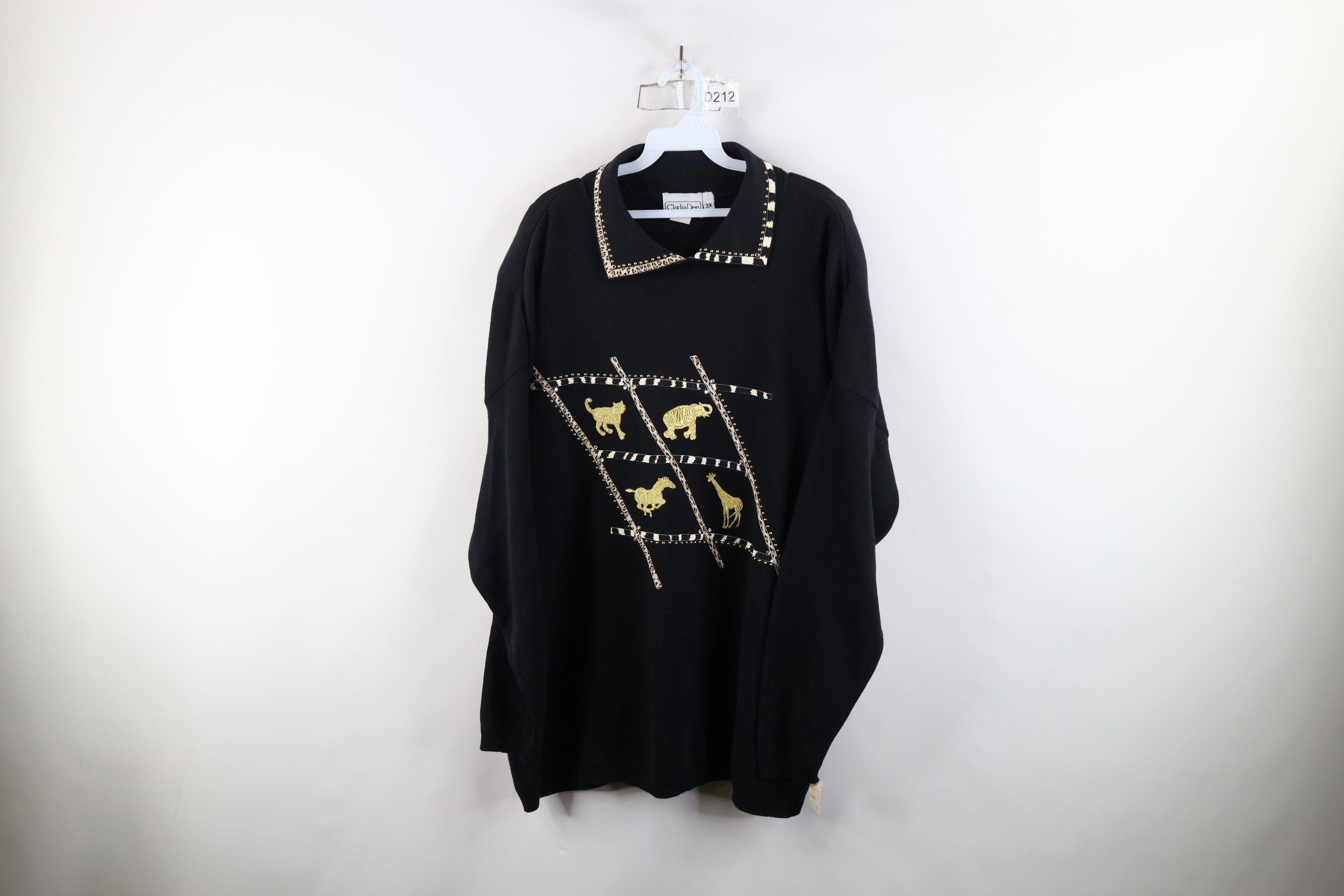 Vintage Deadstock Vtg 90s Streetwear Animal Collared Sweater USA Size 3XL / US 20-22 - 1 Thumbnail