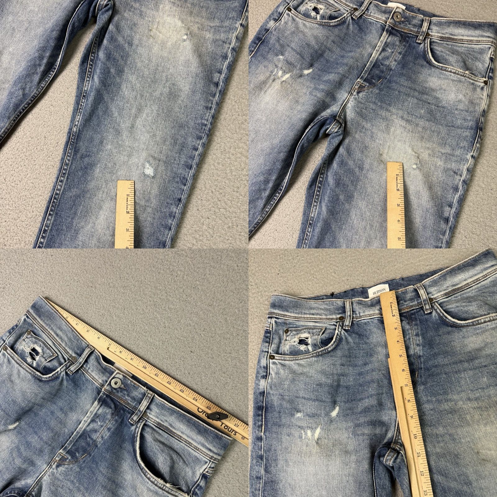 Hudson VINTAGE Hudson Jeans Mens 33 Blue Relaxed Sartor Skinny Zip Fly Stretch Distressed Rare Jeans Mens XS? Size US 33 - 9 Thumbnail