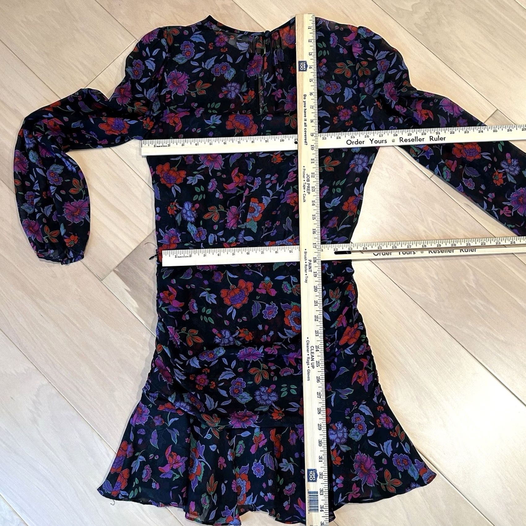 Veronica Beard VERONICA BEARD Mini-Dress Women’s Floral Silk Ruched Long Sleeve Black/Purple Multicolor 0 Size XS / US 0-2 / IT 36-38 - 5 Thumbnail