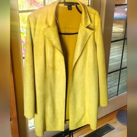 Designer Joan Vass Mustard Yellow Suede Long Sleeve Sz. L Jacket Size L / US 10 / IT 46 - 1 Thumbnail