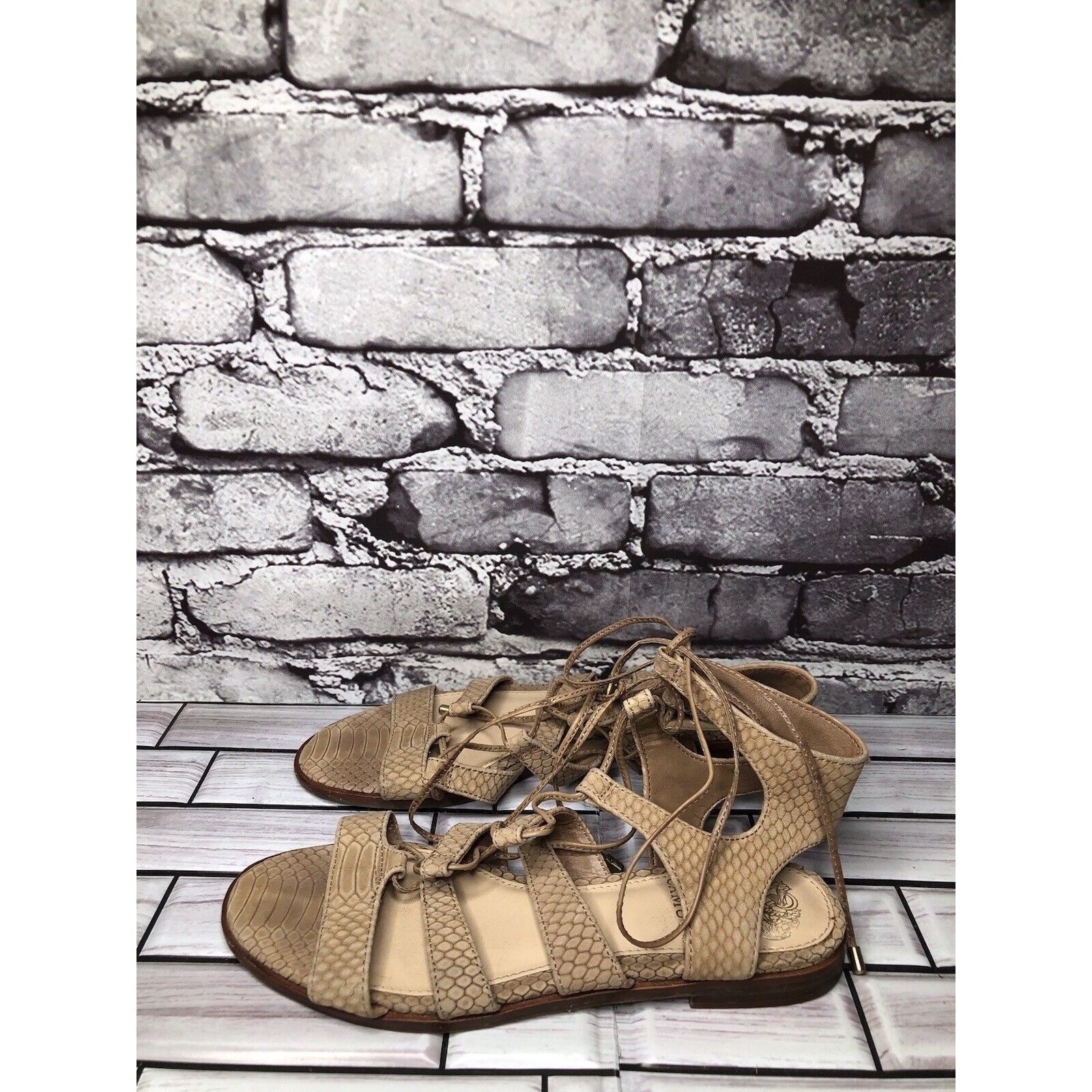 Vince Camuto Vince Camuto Tany Tan Leather Snake Print Gladiator Lace San Size US 6 / IT 36 - 12 Thumbnail