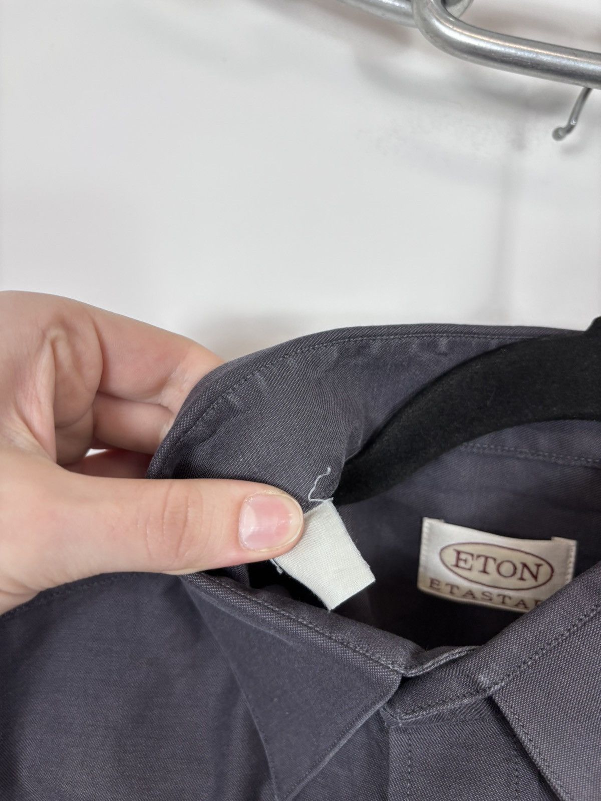 Eton Eton Elastar Vintage Men’s Navy Grey Button Up Shirt Size US XL / EU 56 / 4 - 13 Thumbnail